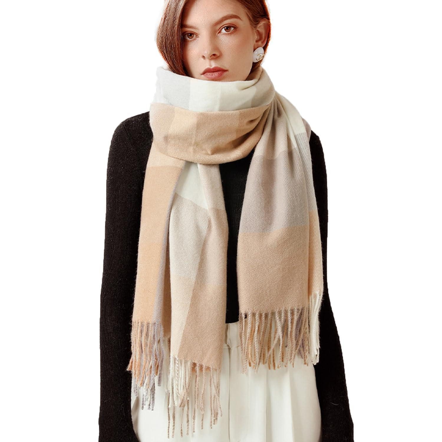 LuxusKollektion XXL-Schal Schal Damen Klassisch Streifen Langes Winter Tuch Beige, (1-St)