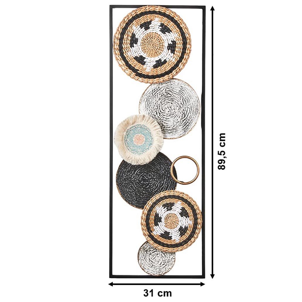 Kobolo Wandbild Metallbild WHEEL aus Metall, Wanddekoration Boho Wanddeko Wanddekoobj, Modern (Stück), Schwarz und Metalltöne