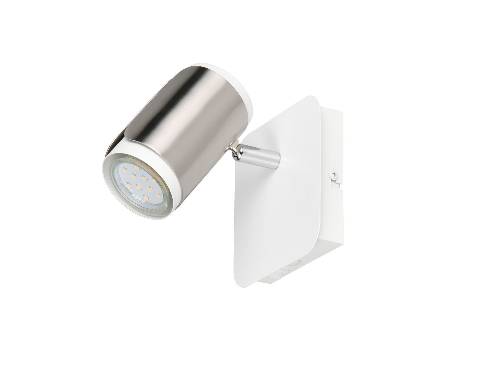 TRIO Leuchten LED Wandleuchte, LED wechselbar, Warmweiß, Spotlampen Wandstrahler innen, Wandspot Weiß / Silber mit Schalter