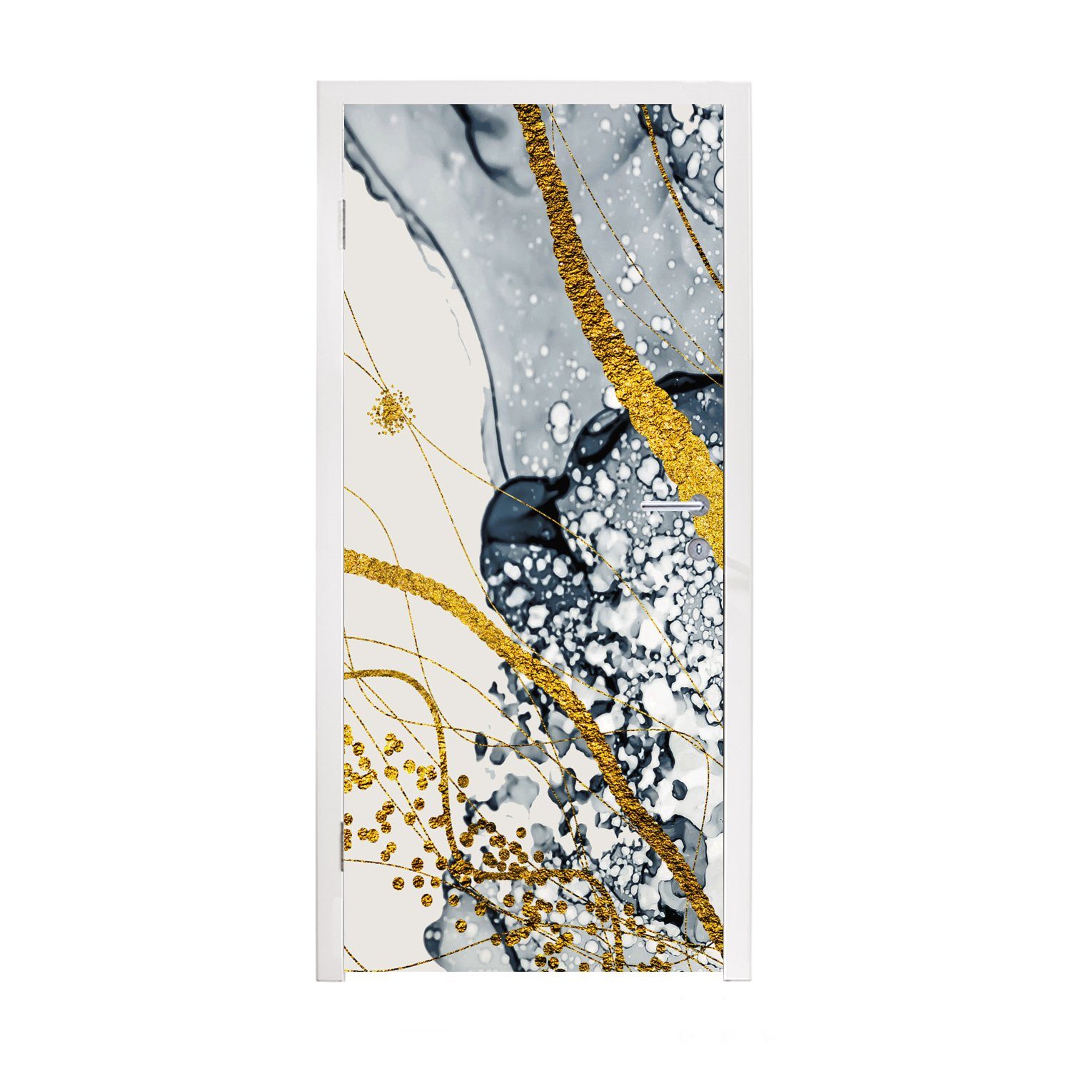 MuchoWow Türtapete Abstrakt - Gold - Natur - Kunst, Matt, bedruckt, (1 St), Fototapete für Tür, Türaufkleber, 75x205 cm