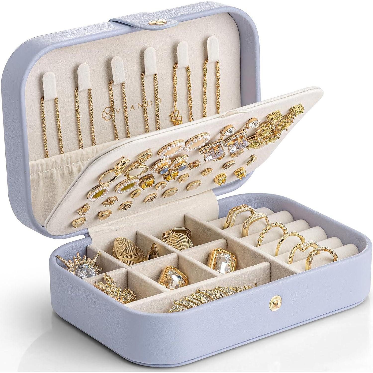 LuxusKollektion Schmuckkasten Schmuckkästchen Reise klein Ohrringe Organizer Helles Lila