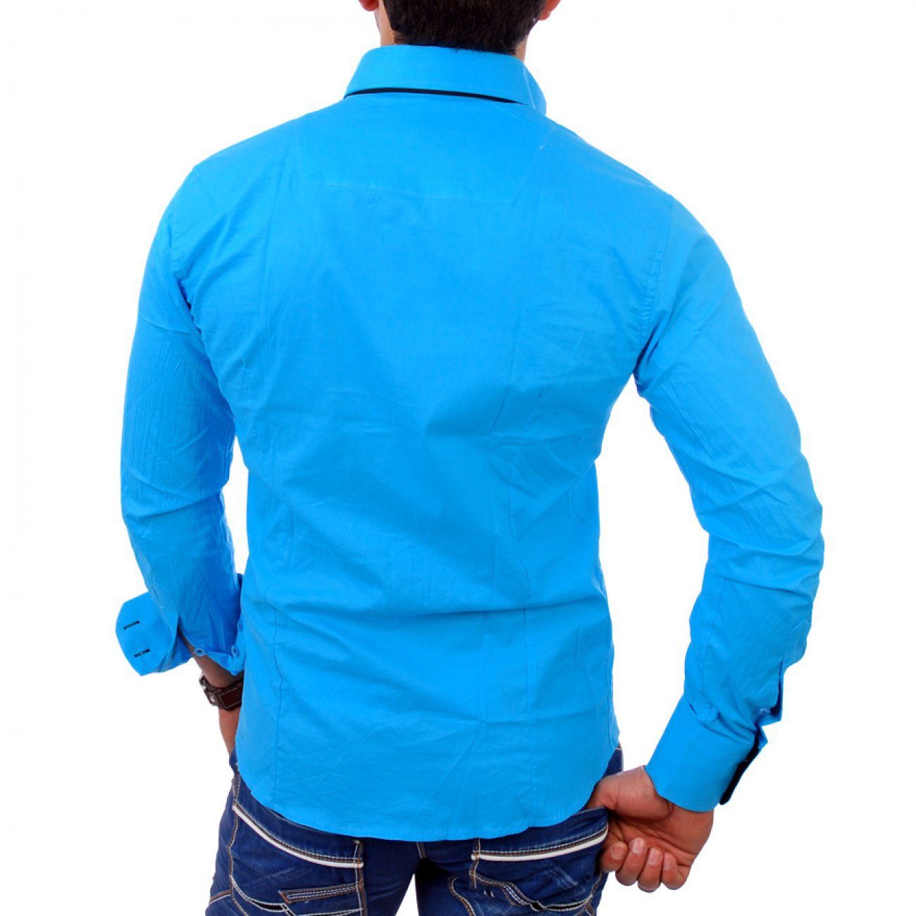 Reslad Langarmhemd Reslad Herren Langarm Hemd Alabama RS-7050 (Herrenhemd) Doppelkragen Kontrast Männer Hemden