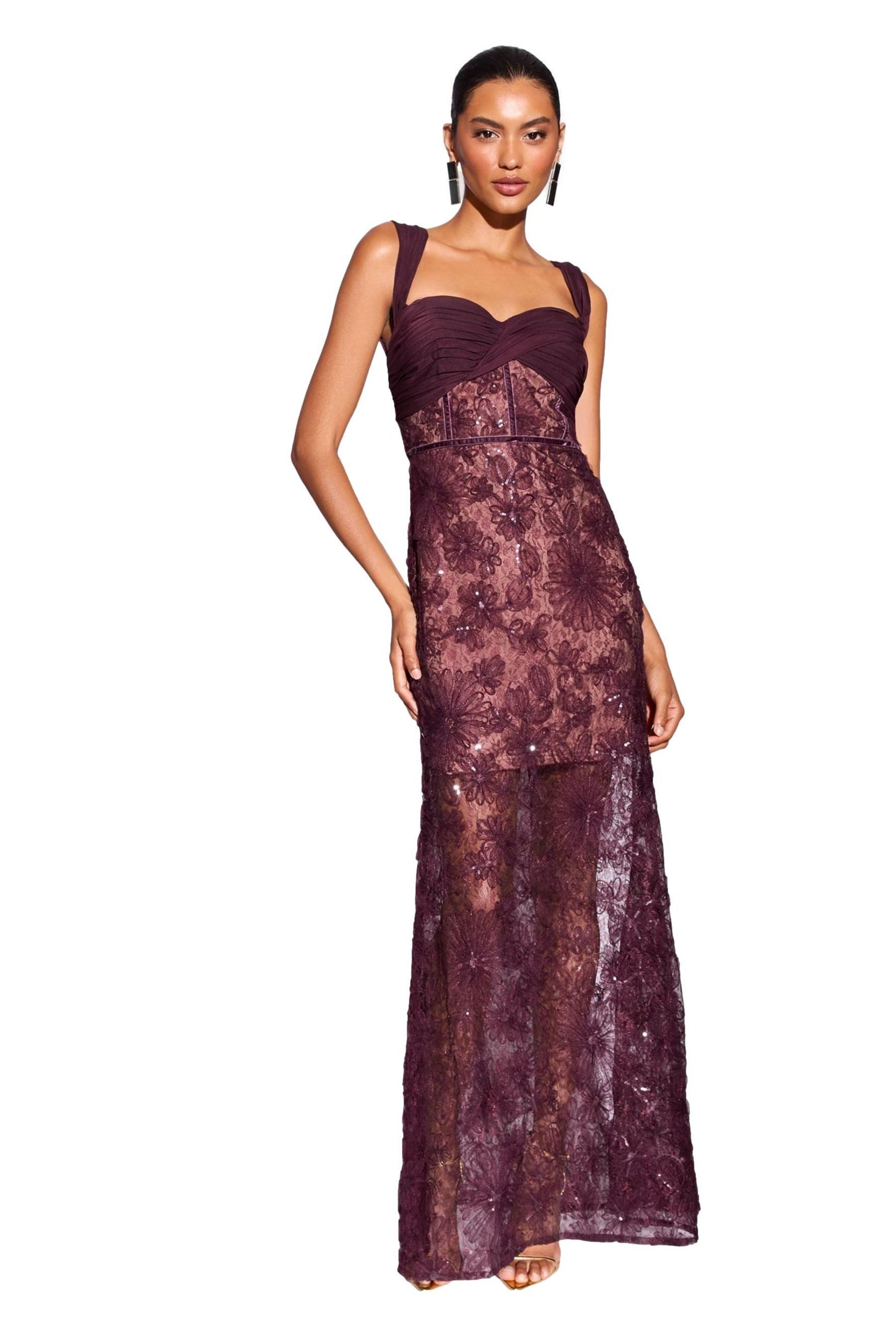 LIPSY Maxikleid Lipsy Premium Bardot-Maxikleid mit Pailletten (1-tlg)