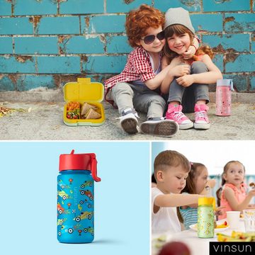 Vinsun Trinkflasche Trinkflasche Kinder 350ml - Auslaufsicher mit Strohhalm - Rennauto, BPA frei, auslaufsicher, bruchsicher, Geruchs- und Geschmacksneutral