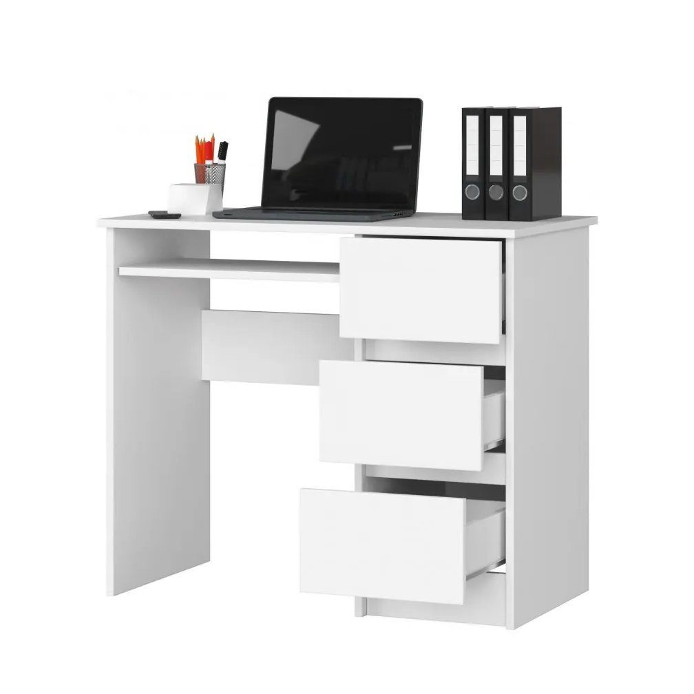 Weiß Rechts Home Computertisch Computertisch Schreibtisch 90cm Roysson ZEUS Hochglanz