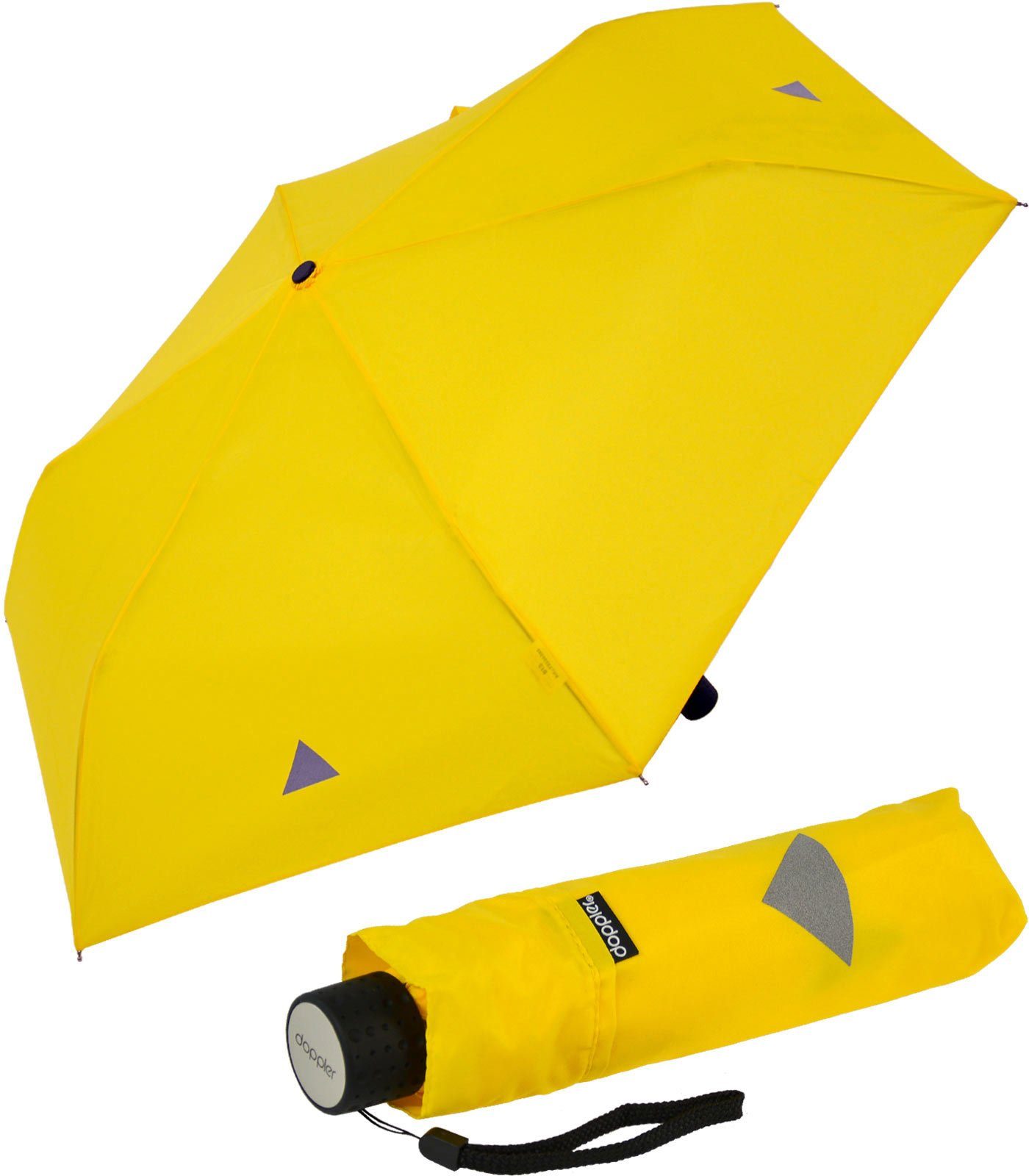Taschenregenschirm leichter mit Havanna gelb Kinderschirm doppler® reflektierenden kleiner, Kids Aufdrucken Super-Mini Reflex,