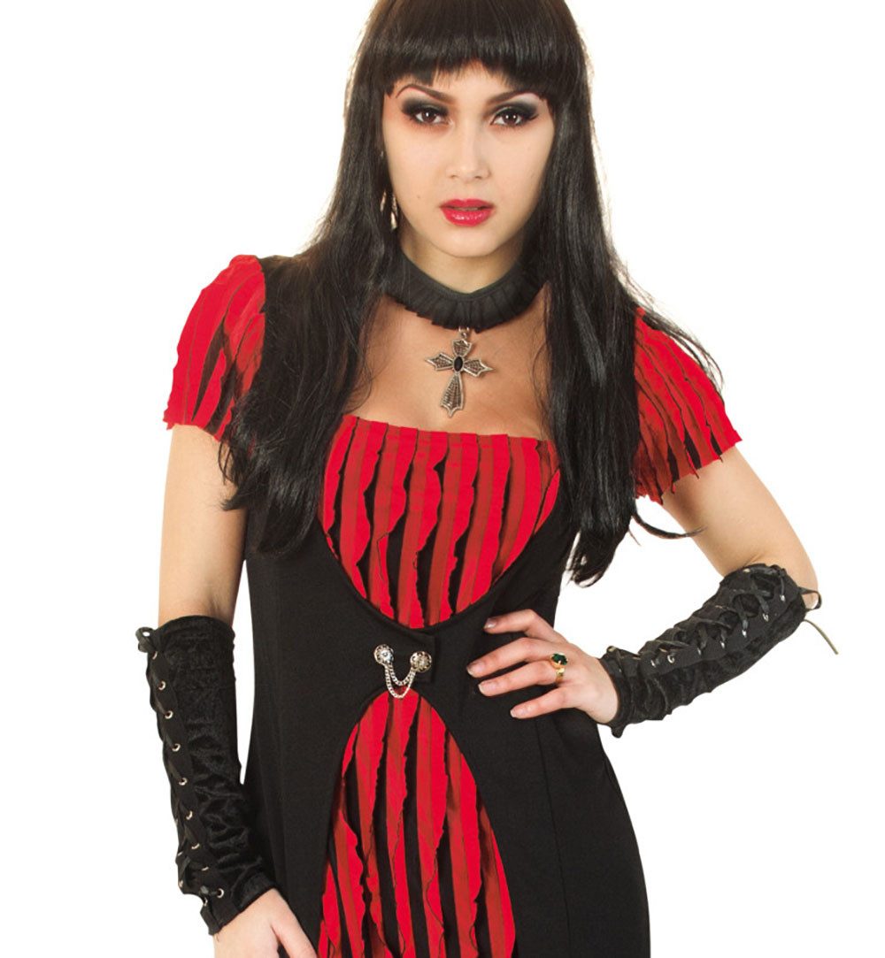 Fries Armstulpen Armstulpen Schwarz Pirat Hexe Halloween Karneval Fasching Cosplay Mit Schnürung