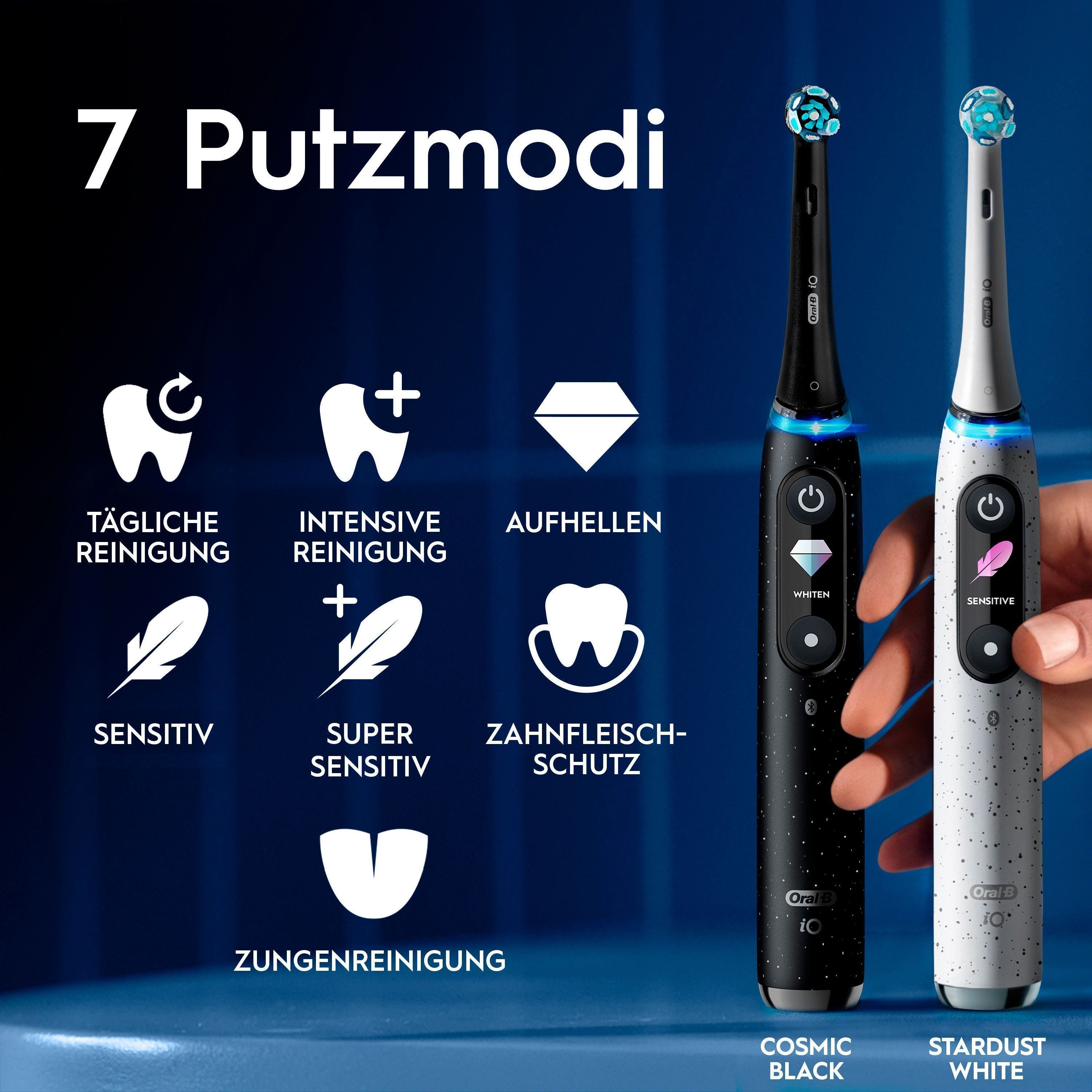 Oral-B Elektrische Zahnbürste iO 10, Aufsteckbürsten: 1 St., Magnet-Technologie, iOsense, 7 Putzmodi, Farbdisplay & Lade-Reiseetui