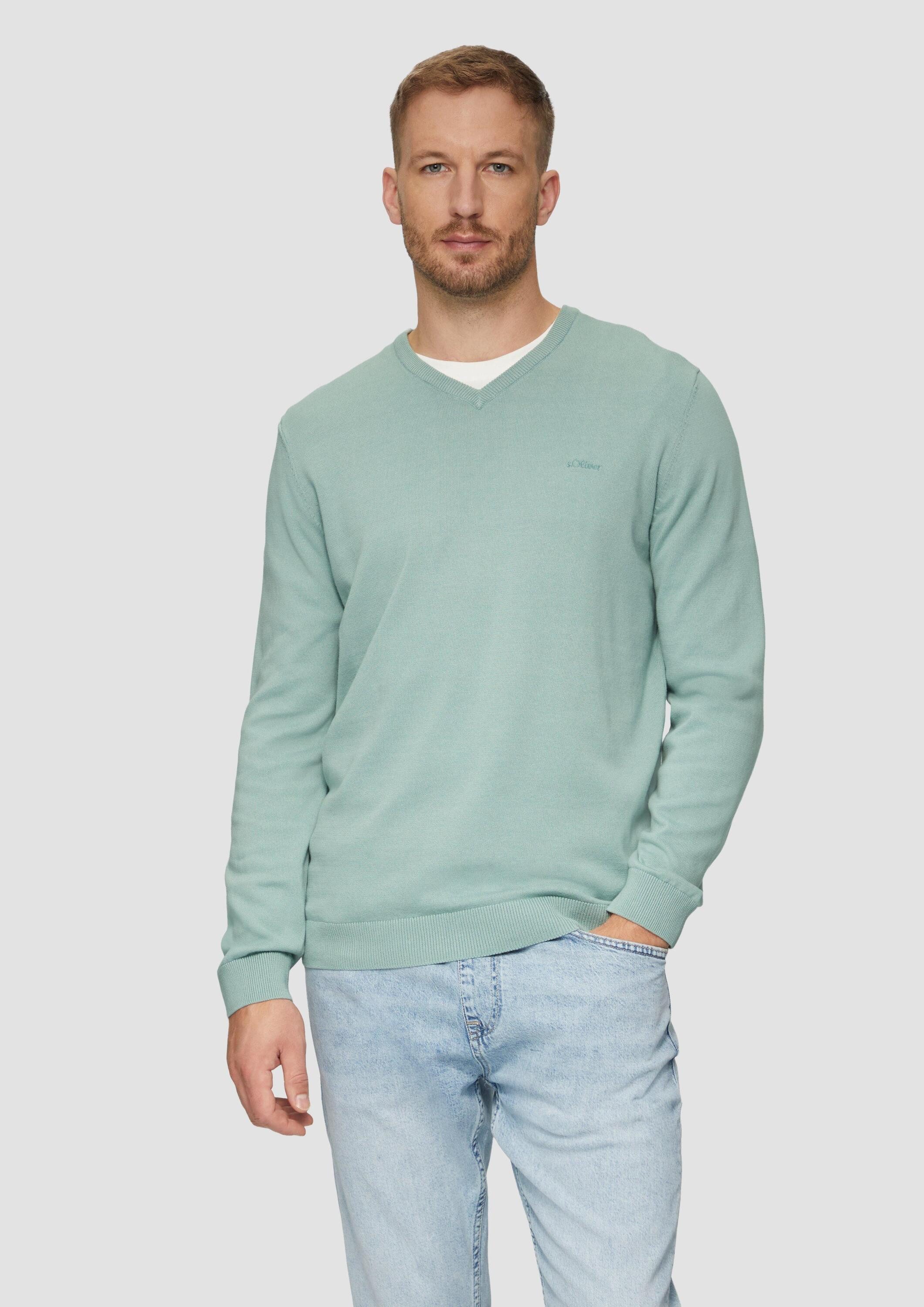 s.Oliver Longpullover Strickpullover Strickpullover mit Logo-Stickerei günstig online kaufen