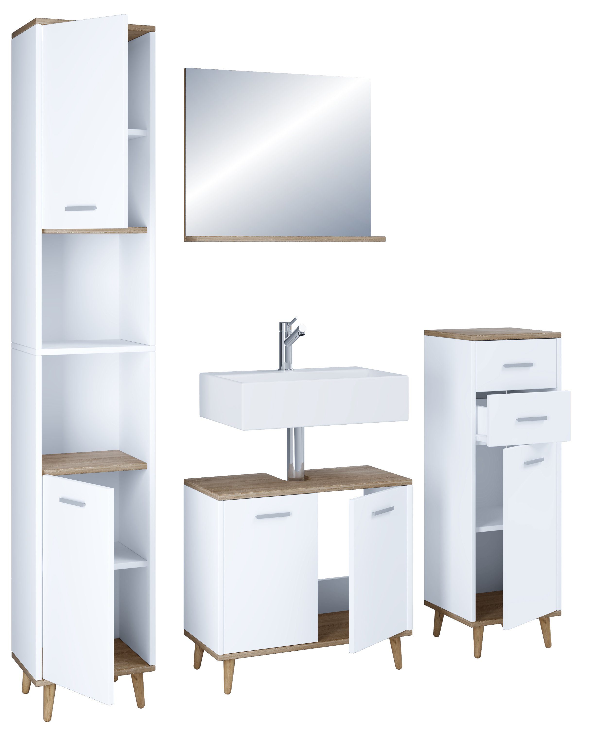 VCM Badmöbel-Set 4-tlg. Komplett Badmöbel Badschrank günstig online kaufen