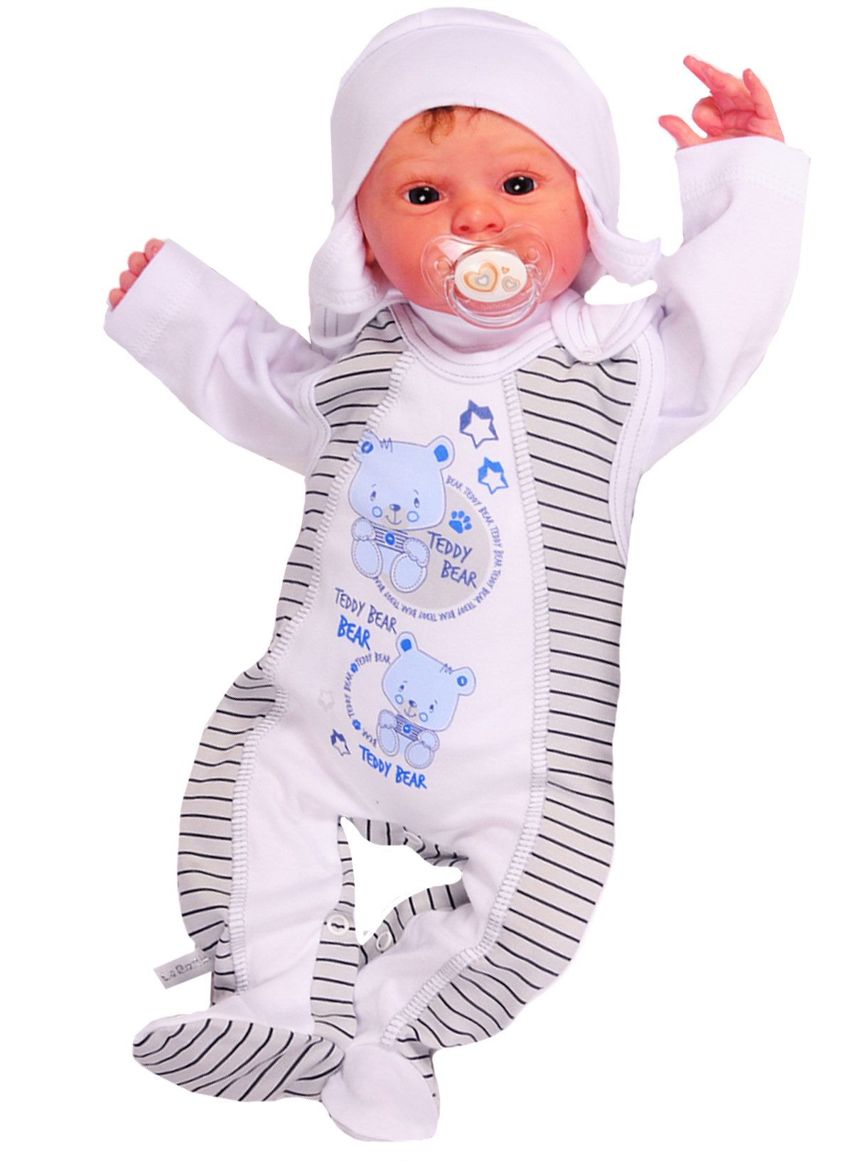 Strampler, Jäckchen & Mütze Baby Anzug Stramplerhose Hemdchen Mütze gestreift