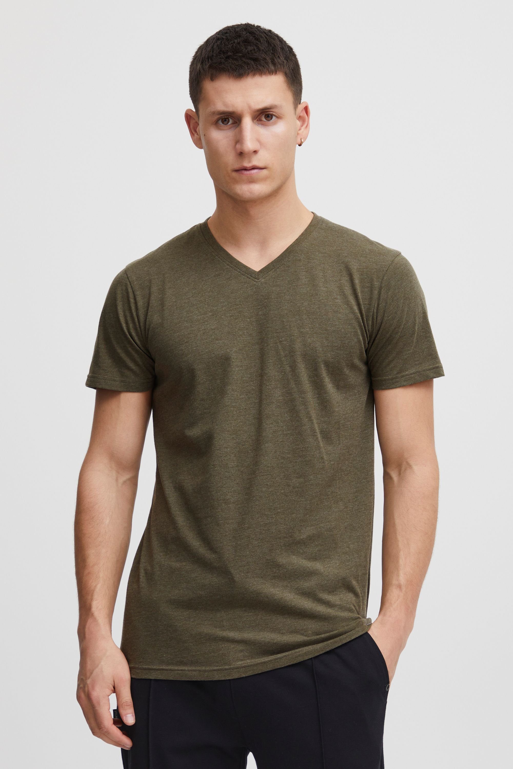 Solid V-Shirt SDBedo Kurzarmshirt Ivy Melange mit Effekt Green Melange (8797)