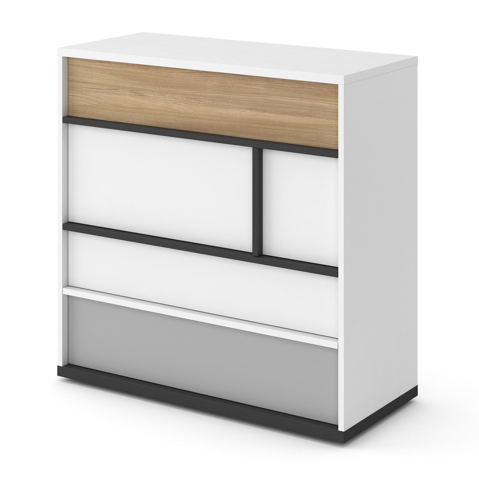 HAUSELEMENT Kommode IMOLA IM-07, Sideboard 4 Schubladen Schrank Mehrzweckschrank Modern