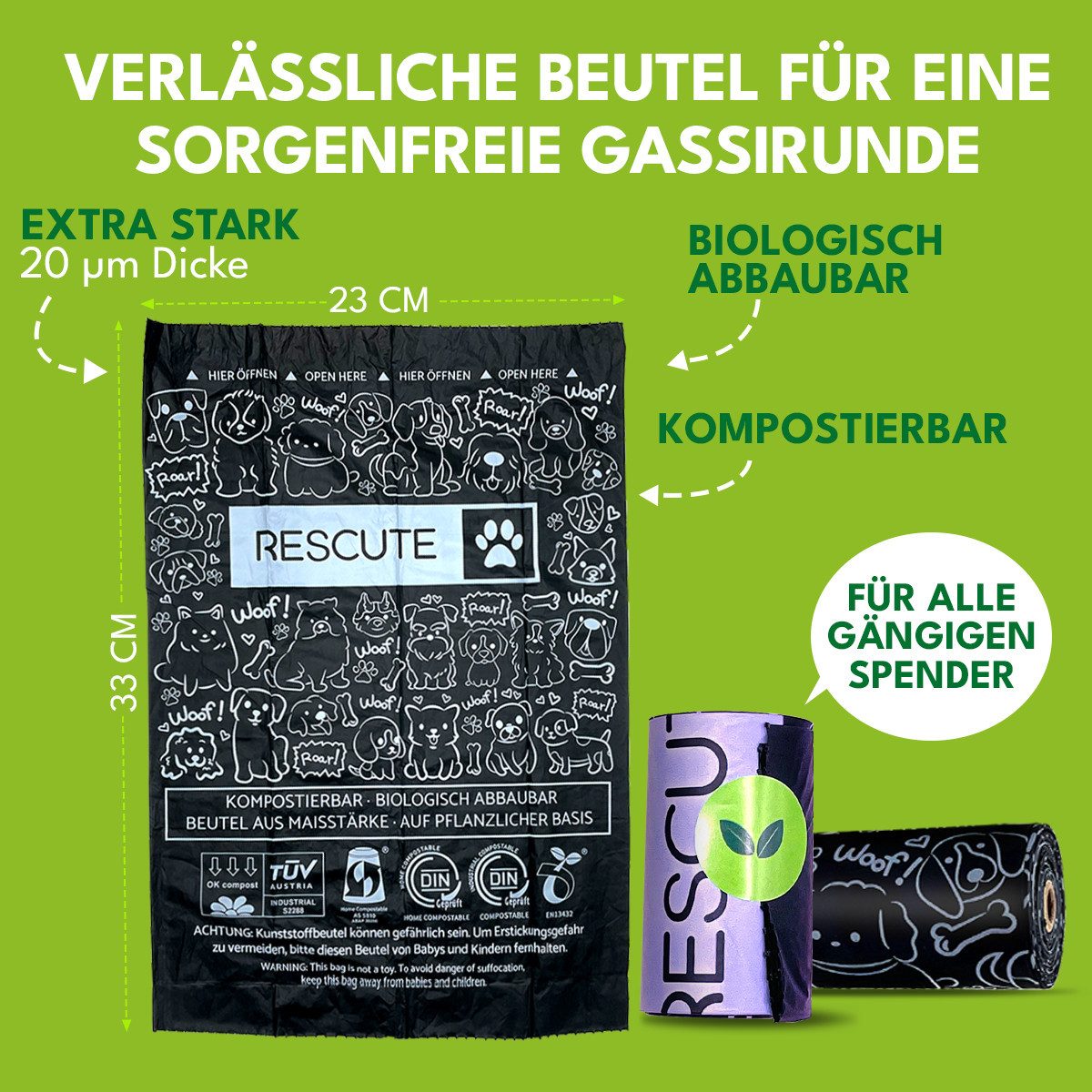 Rescute Hundekotbeutel Biologisch Abbaubar, Kompostierbar, 120 günstig online kaufen