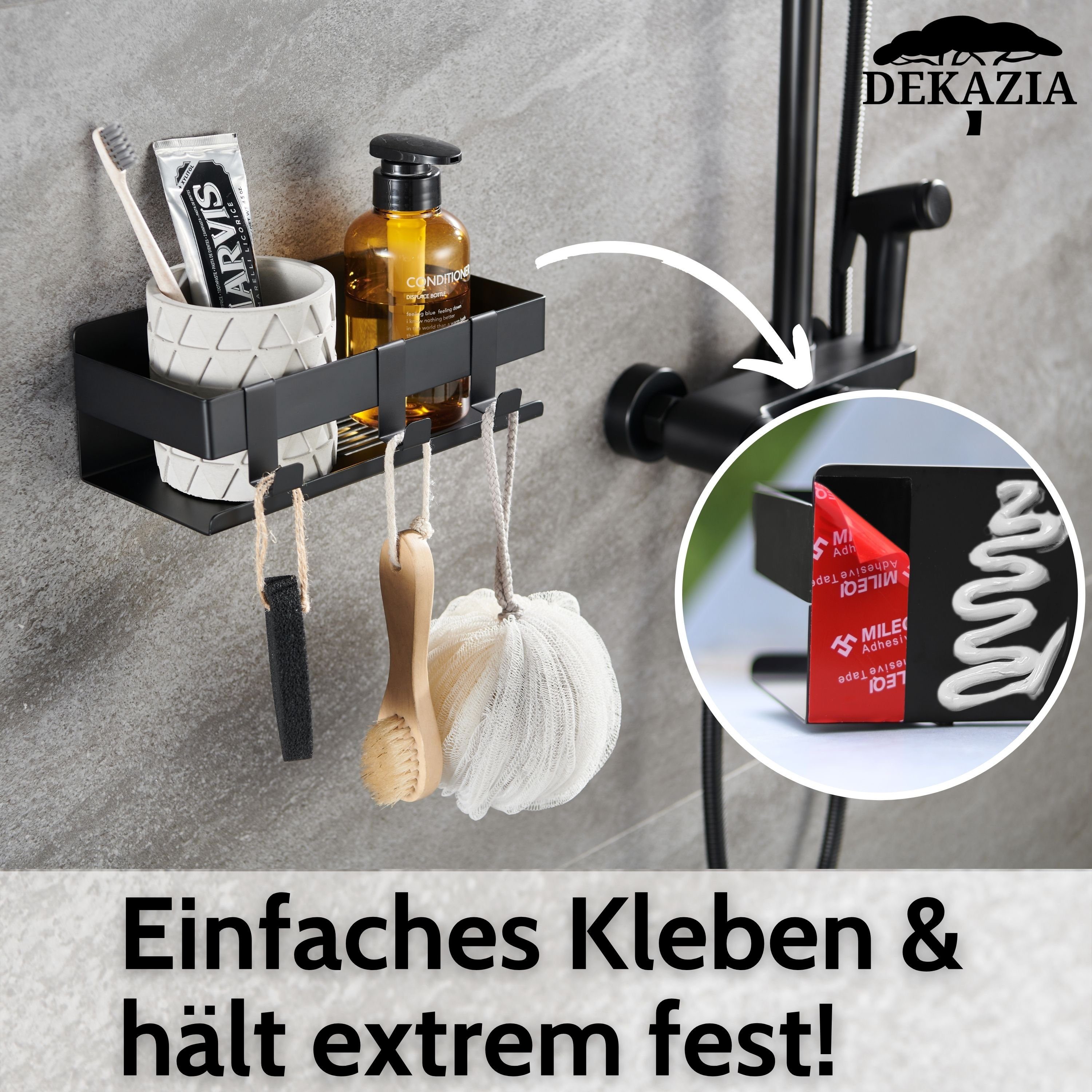 DEKAZIA Duschablage ohne Bohren, Selbstklebender Duschkorb, Duschregal Edel günstig online kaufen