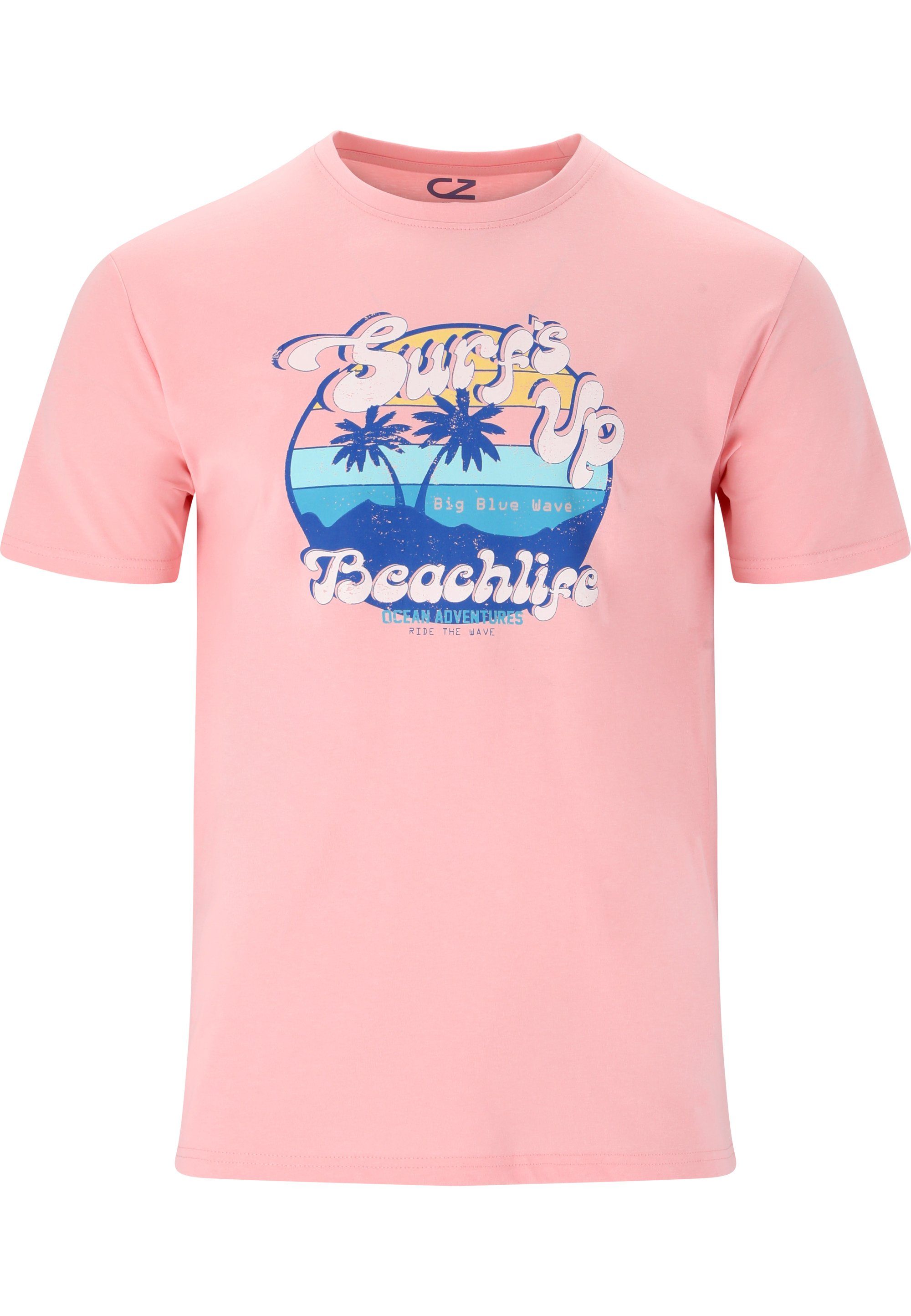 Design rosa Beachlife im Qualität sommerlichen atmungsaktiver T-Shirt mit CRUZ