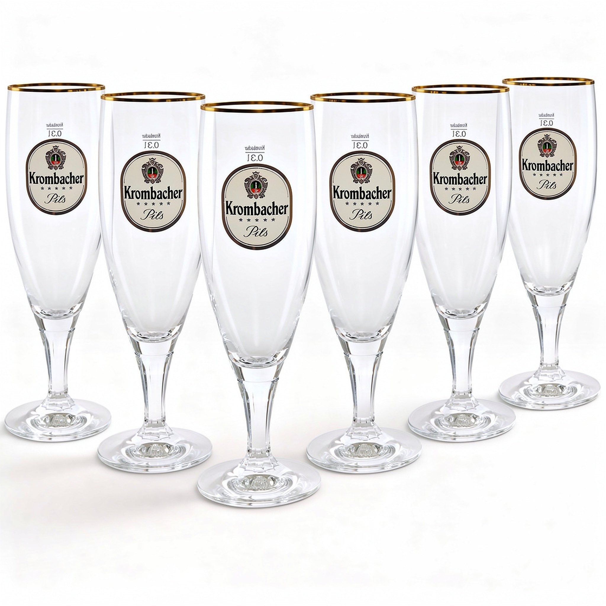 Krombacher Bierglas Exklusiv-Pokal Biergläser 0,3l, 6er Set – Goldrand, für Pils, 6-tlg., eleganter Exclusiv-Pokal