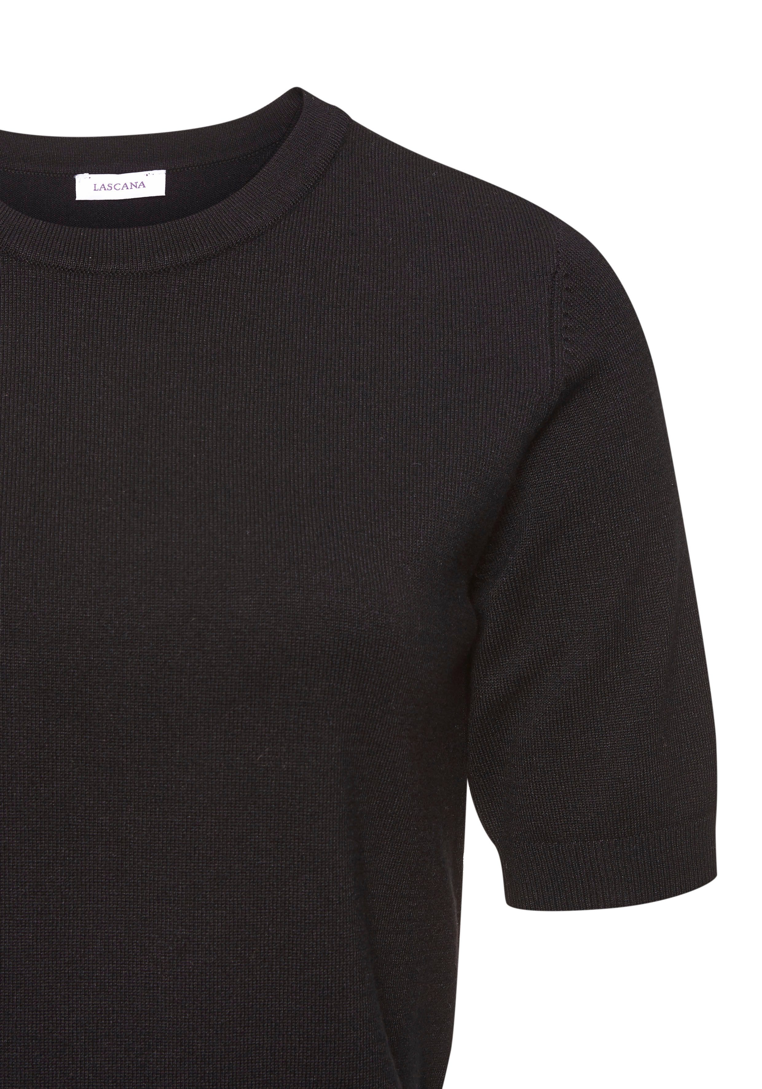 LASCANA Kurzarmpullover in Feinstrick-Qualität, T-Shirt Pullover, basic
