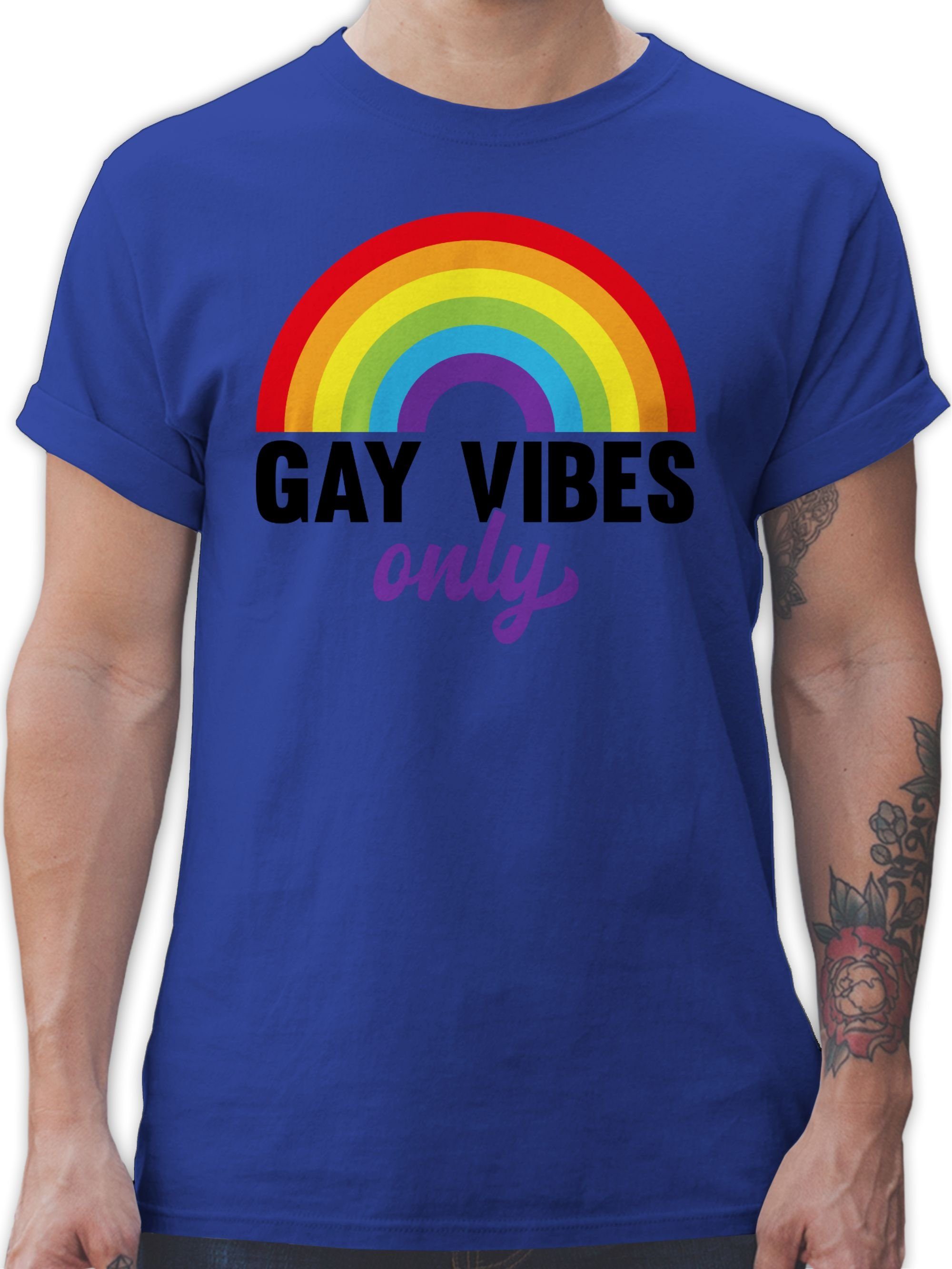 Shirtracer T-Shirt Gay Vibes Only - Regenbogen LGBT Kleidung 03 Royalblau