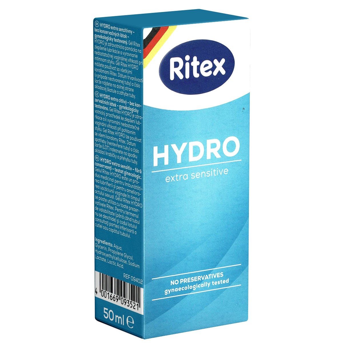 Ritex Gleitgel HYDRO Extra Sensitive, Tube mit 50ml, 1-tlg., hypoallergenes Gleitgel für sehr empfindliche Haut