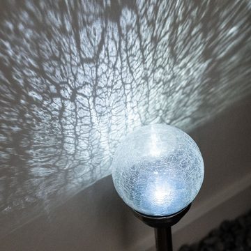 etc-shop LED Gartenleuchte, LED-Leuchtmittel fest verbaut, Neutralweiß, Solar Kugel Steckleuchte Glas Gartendeko Solarlampen Glaskugel