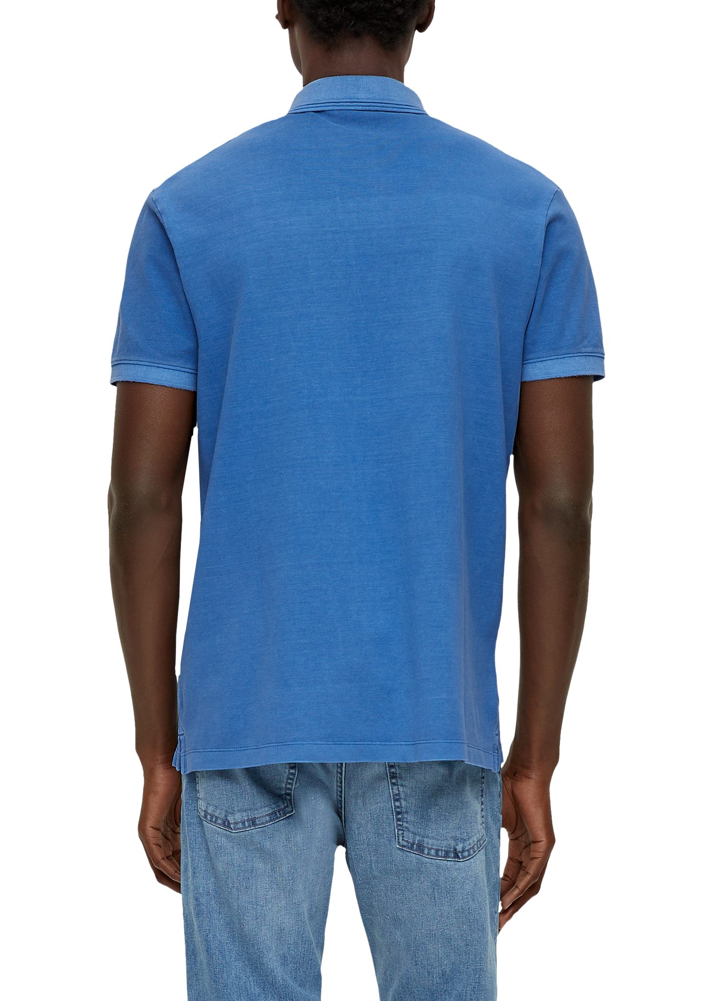 tiefblau mit Dye, s.Oliver Garment Logo-Patch Polo-Shirt Label-Patch Poloshirt