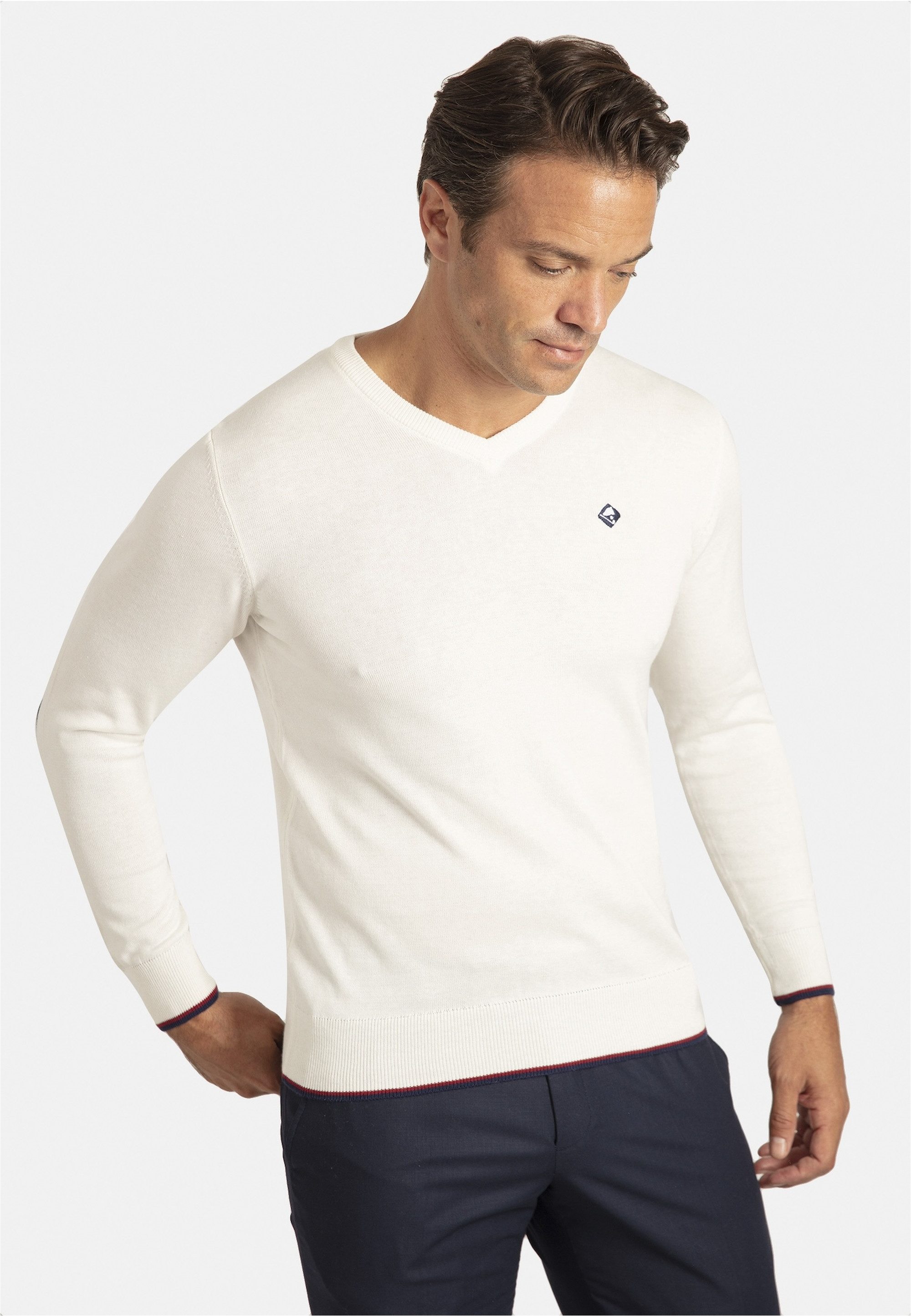 SIR RAYMOND TAILOR Strickpullover Appel mit farblich abgesetzten Ellenbogen-Patches