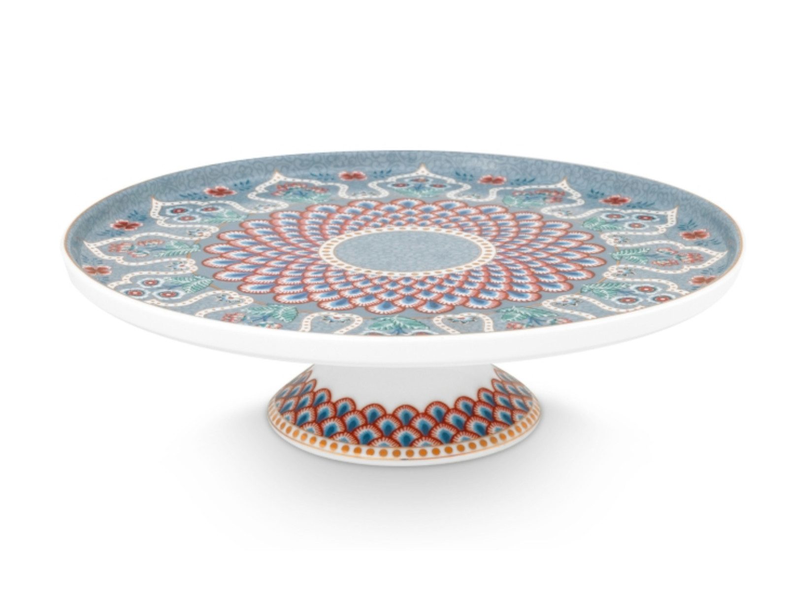 PiP Studio Tortenplatte Flower Fest.Scallop mini Tortenplatte Deco LB 21cm, Porzellan, (Kannen & Krüge), Mini Cake Tray Flower Festival Scallop Deco Light Blue 21cm