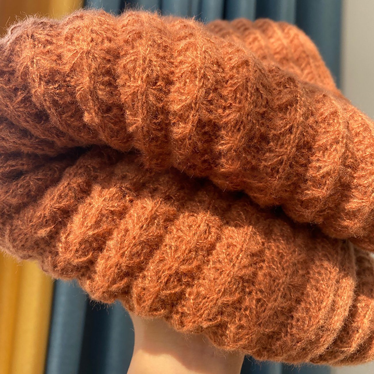 Strickschal Winter EBUY warmer Braun für Damen einfarbiger Modeschal