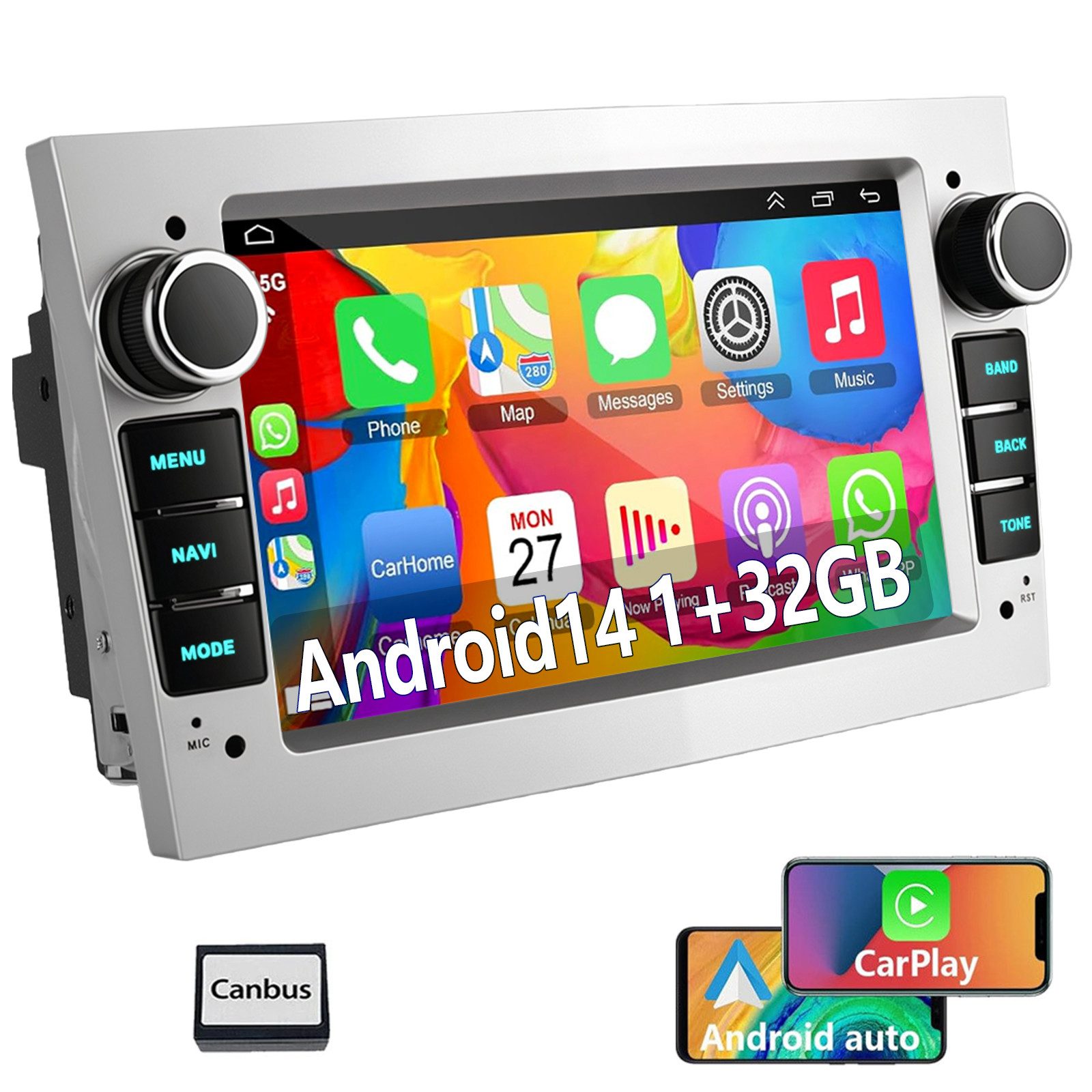 ESSGOO Android 14/15 Für Opel Corsa C D Astra G H Meriva Zafira A B Vectra Autoradio (DAB+ (optional), DAB (optional), FM, RDS, 4+64GB(optional), 7" Carplay Android Auto DAB (optional),GPS Navi RDS 4+64GB WIFI)
