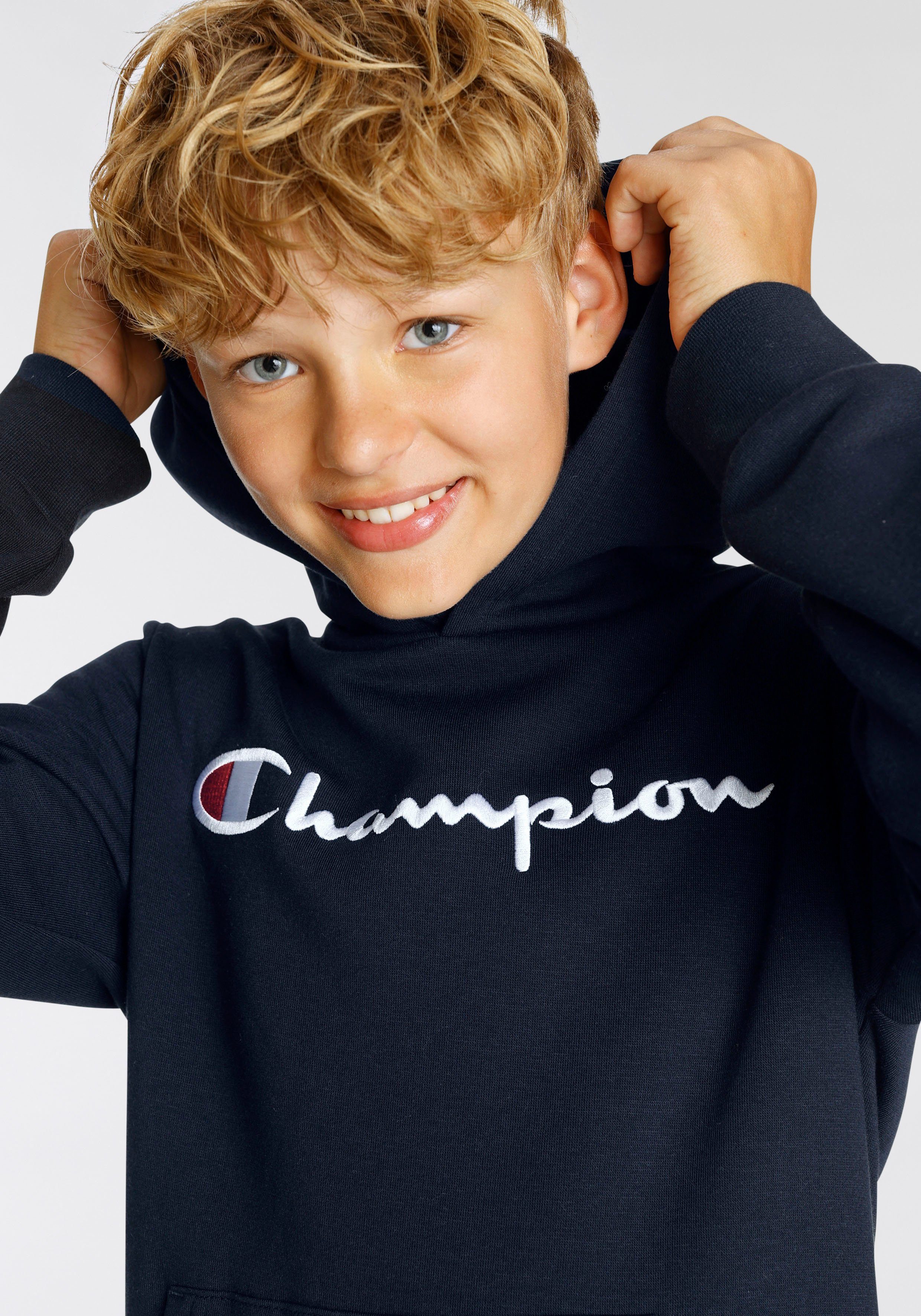 Champion Sweatshirt Classic Hooded Sweatshirt marine für large Logo - Kinder