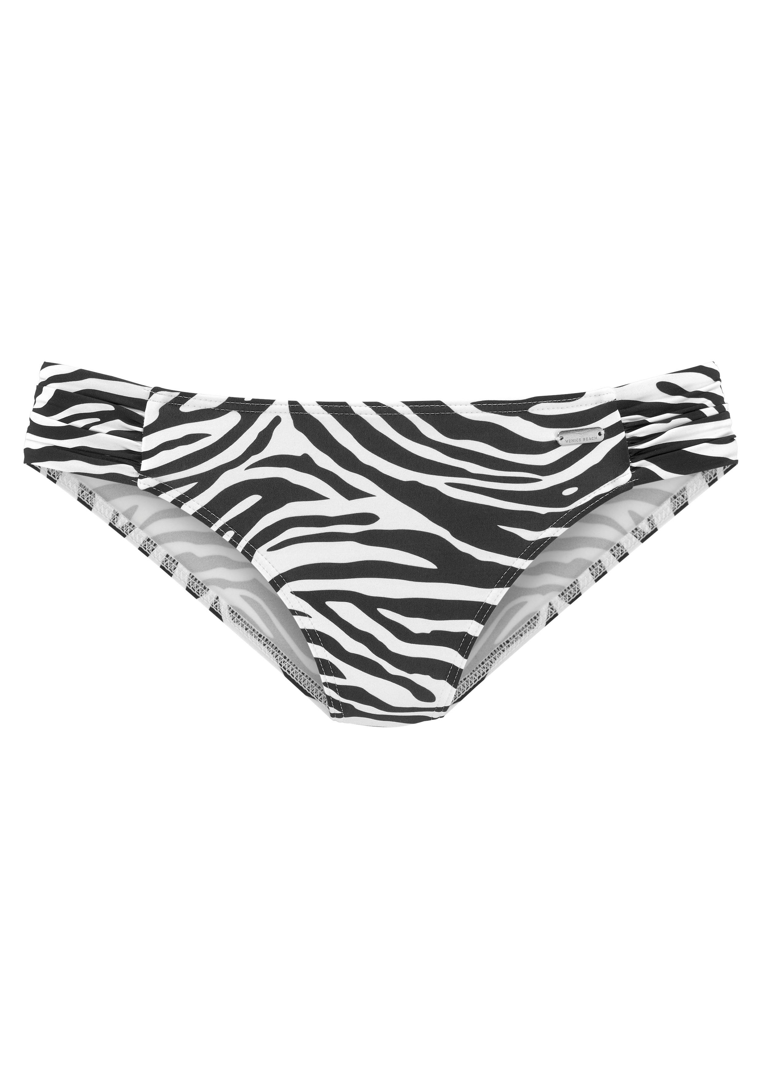 Venice Beach Bikini-Hose Fjella mit Einsätzen gerafften schwarz-weiß