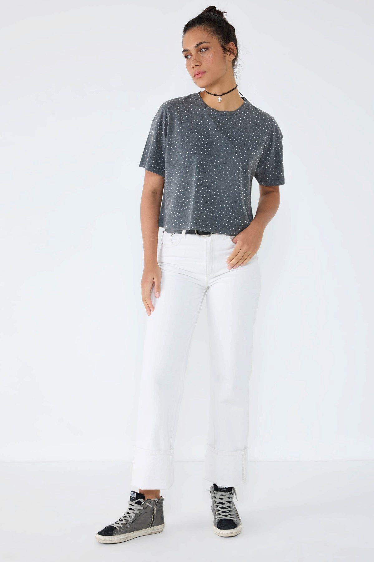No Matter What T-Shirt Crop-T-Shirt mit Steinverzierungen günstig online kaufen