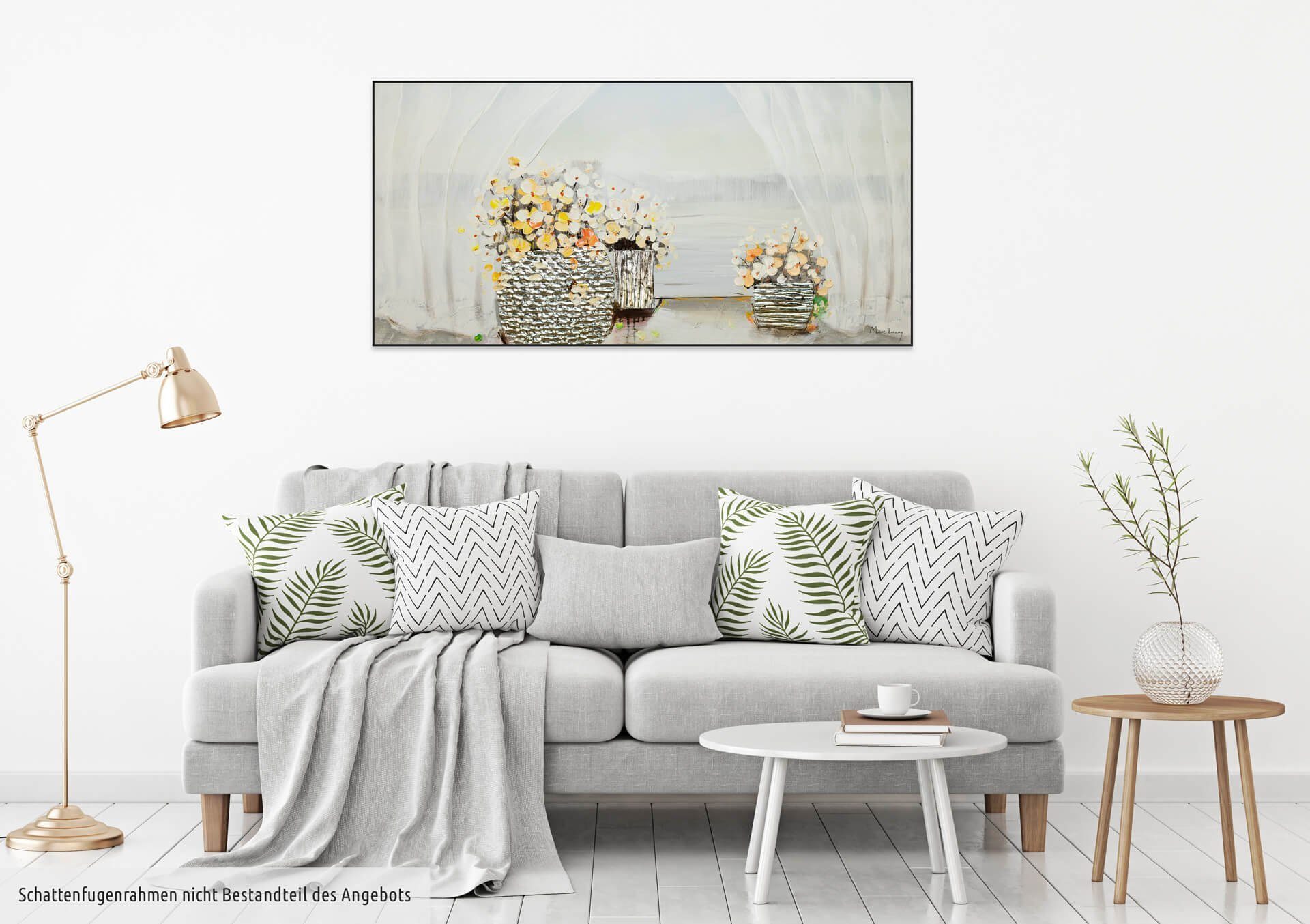 KUNSTLOFT Gemälde Das Erwachen des cm, 120x60 100% Wohnzimmer Wandbild Leinwandbild weiß Frühlings HANDGEMALT