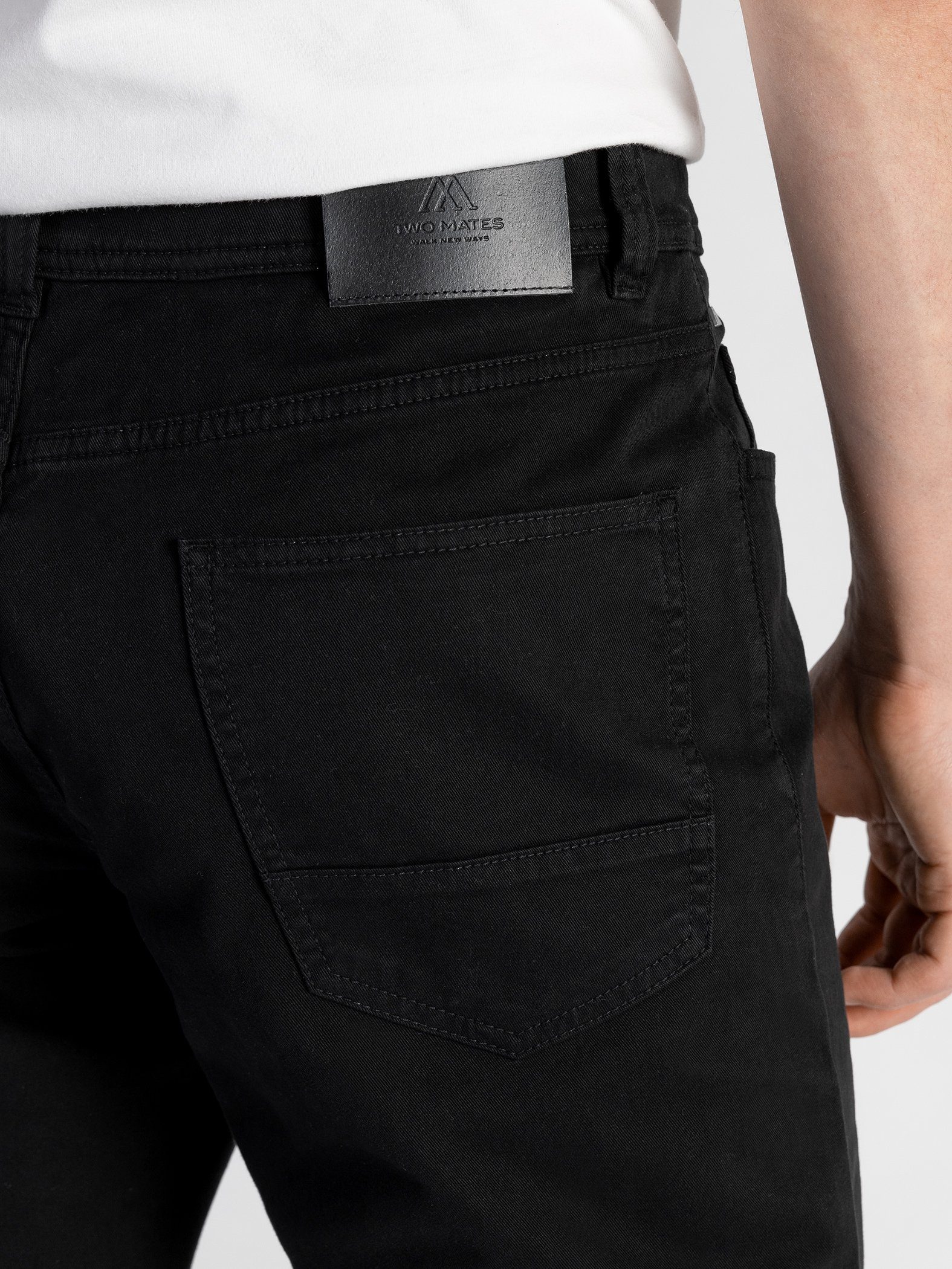 Farbauswahl, TwoMates Bund, elastischem Stoffhose mit Schwarz GOTS-zertifiziert 5-Pocket