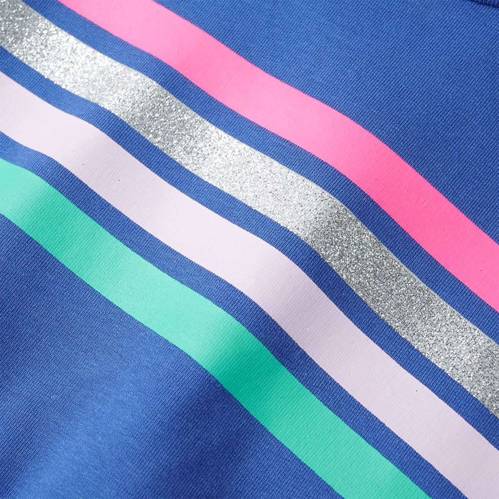 vidaXL Druckkleid Kinderkleid mit Kordelzug Kobaltblau 140