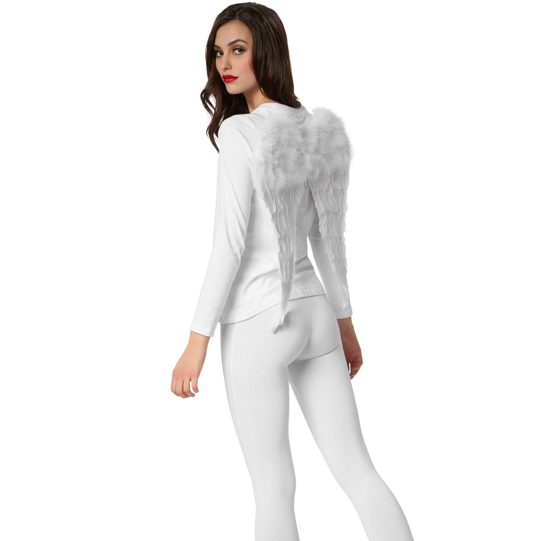 dressforfun Kostüm-Flügel Festliche Engelsflügel 47 x 51 cm, Weiße, flauschige Engelsflügel mit Daunenbesatz