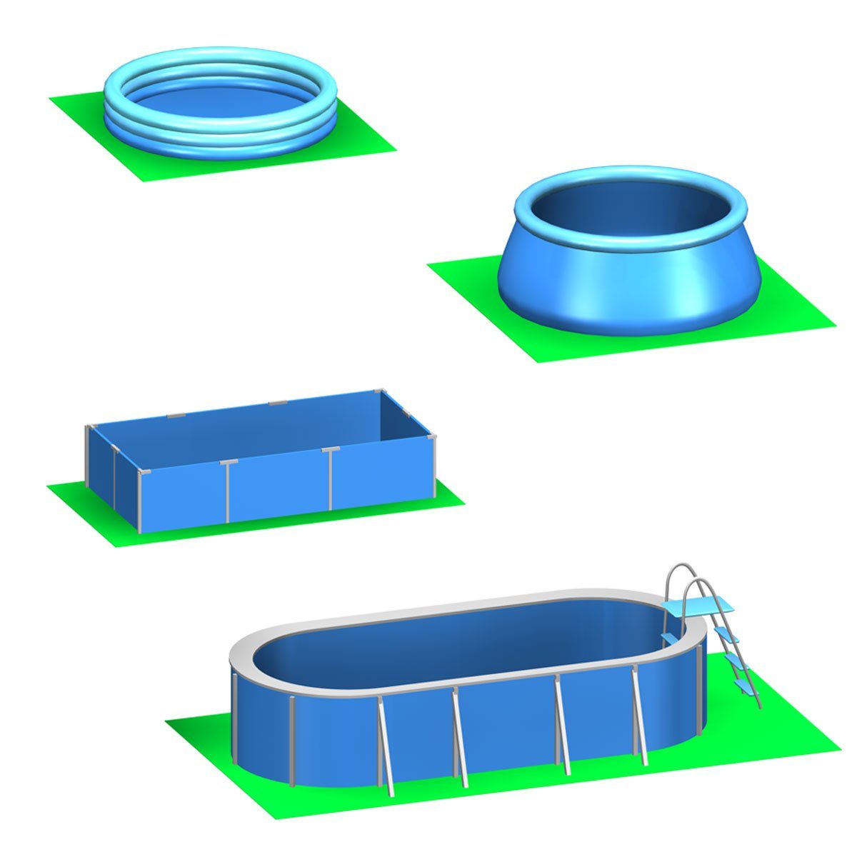 eyepower Bodenmatte Poolunterlage Pool Outdoor, für EVA Matten erweiterbares Grün 52 Stecksystem 366cm