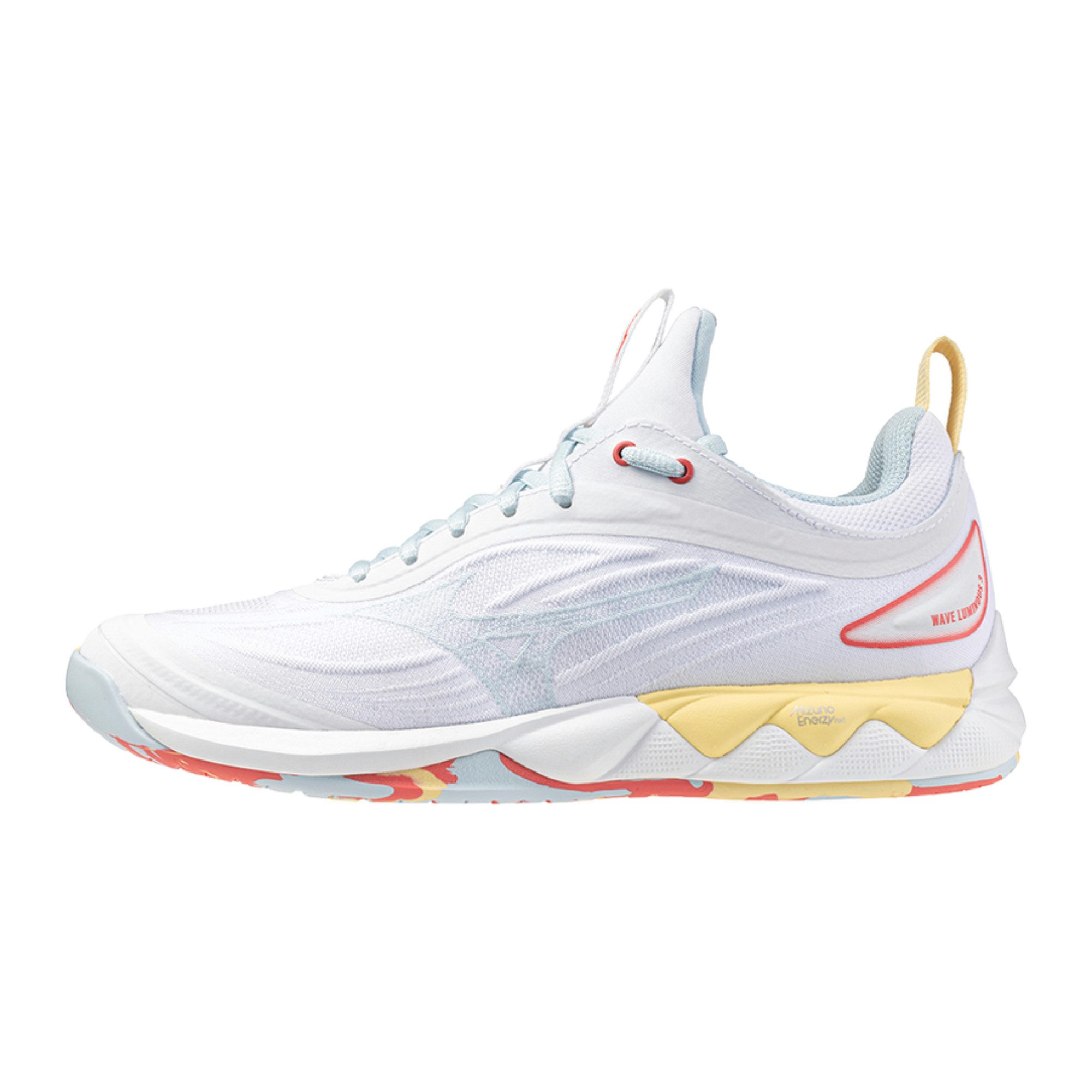 Mizuno WAVE LUMINOUS 3 - Damen Volleyballschuh - White/Calypso Coral/Pale Ban Hallenschuh