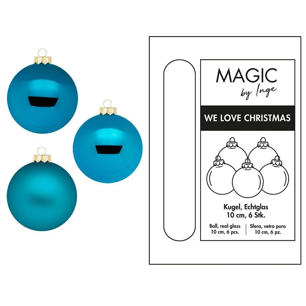 Stück 10cm MAGIC Weihnachtsbaumkugel, 6 - Deep Blue Inge by Glas Weihnachtskugeln