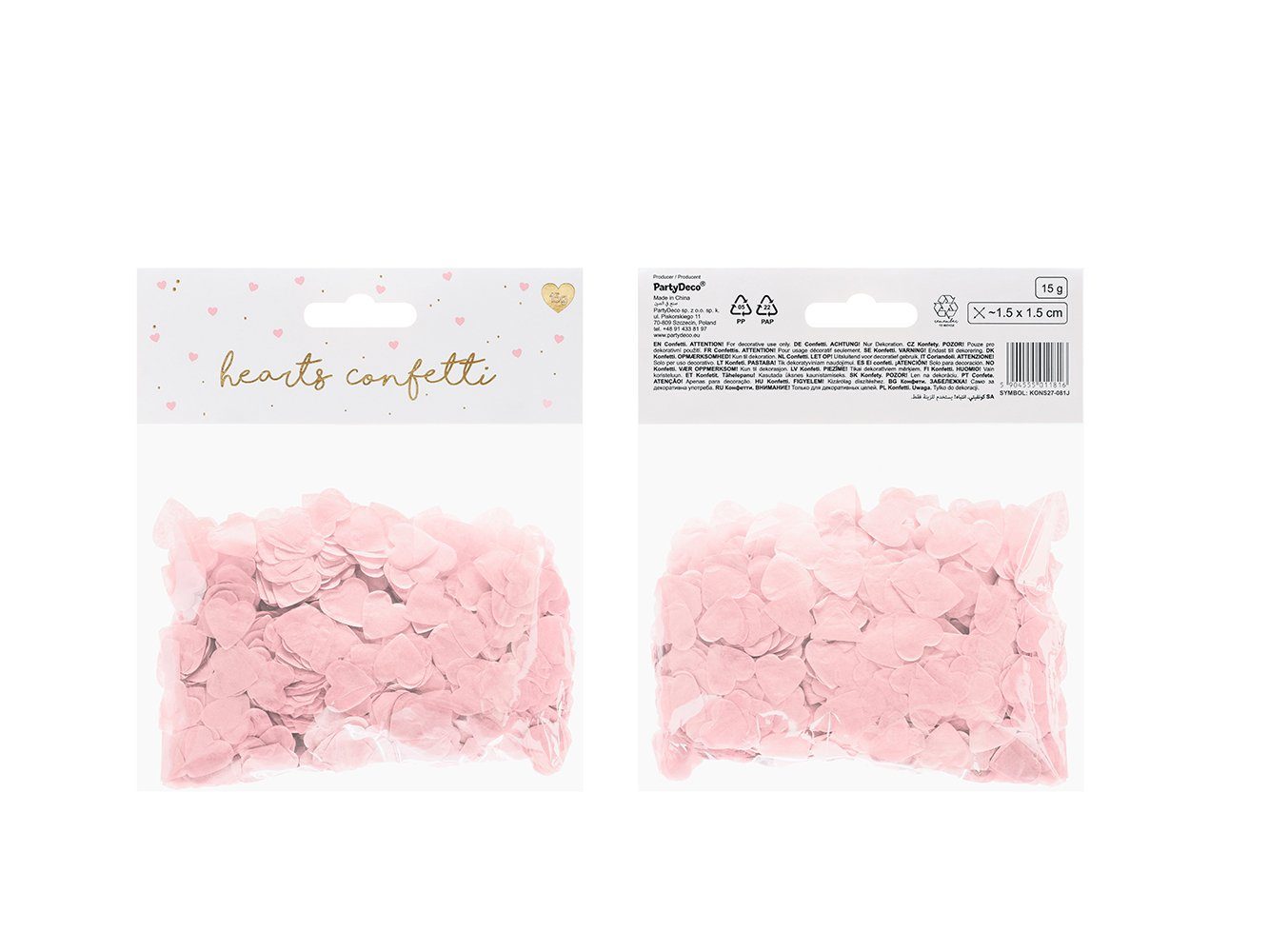 partydeco Streudeko, Konfetti Herzen 1,6x1,6cm 15g rosa