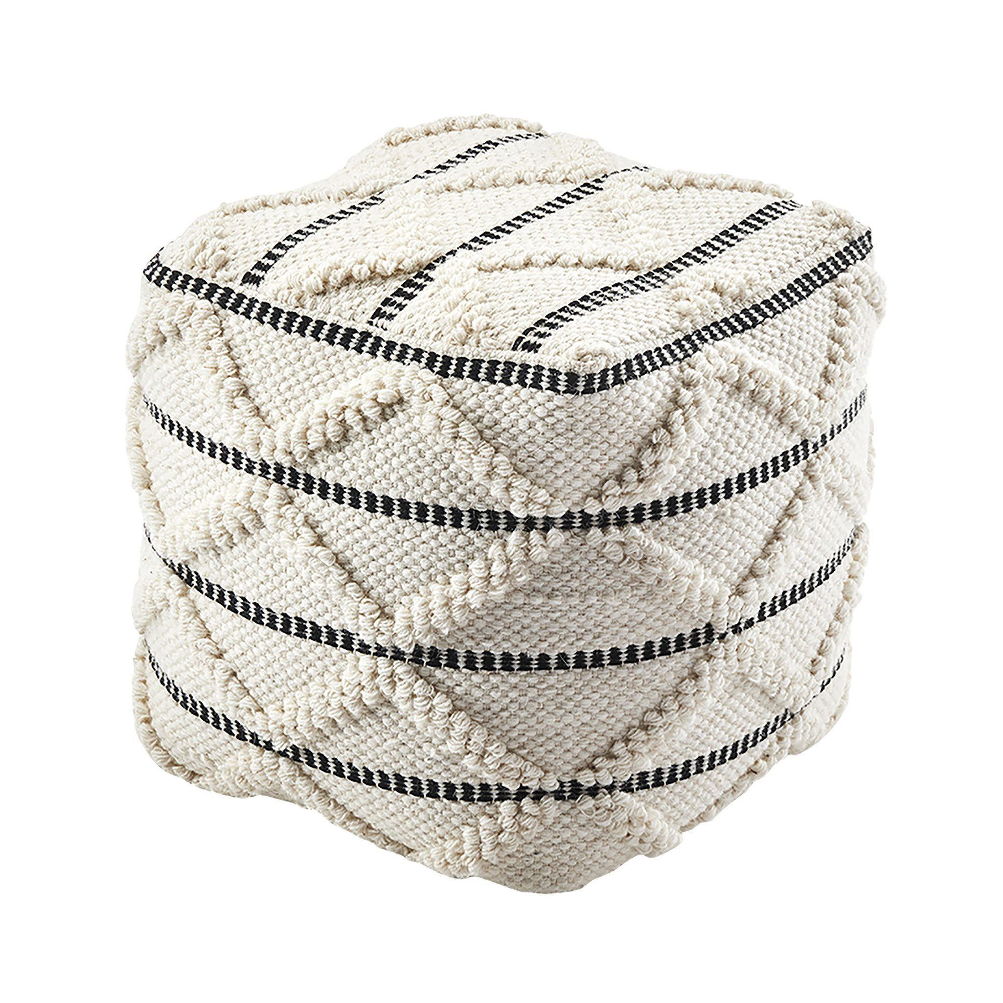 Kobolo Sitzwürfel Sitzpouf Pouf - JAIPUR - aus Baumwolle mit Muster (1 Stück, Nachhaltig)