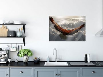 Pixxprint Glasbild Adler über den Wolken, Adler über den Wolken (1 St), Glasbild aus Echtglas, inkl. Aufhängungen und Abstandshalter