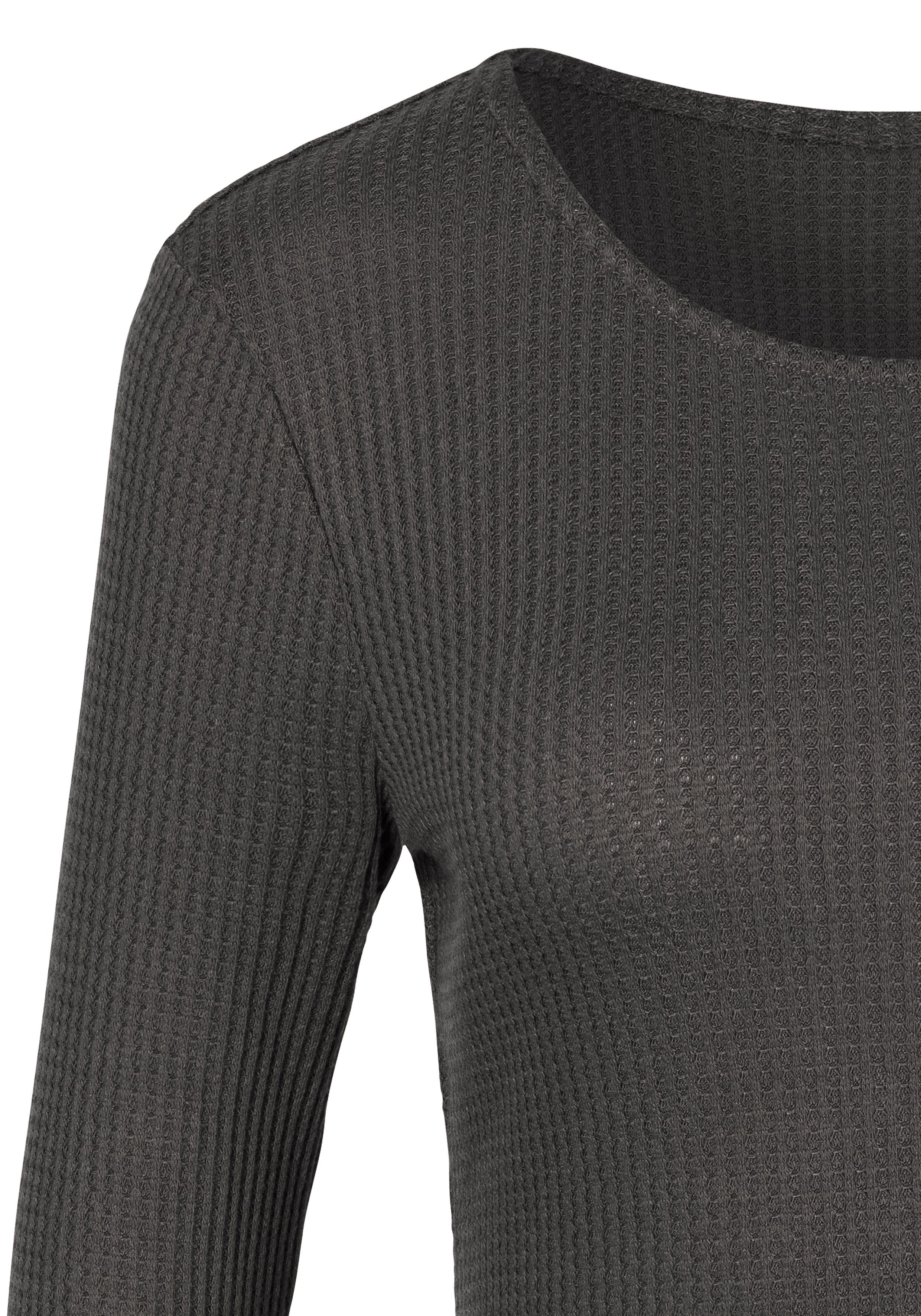 LASCANA Langarmshirt in modischer Piqué-Optik (2er-Pack) aus weicher Qualität mit Viskose