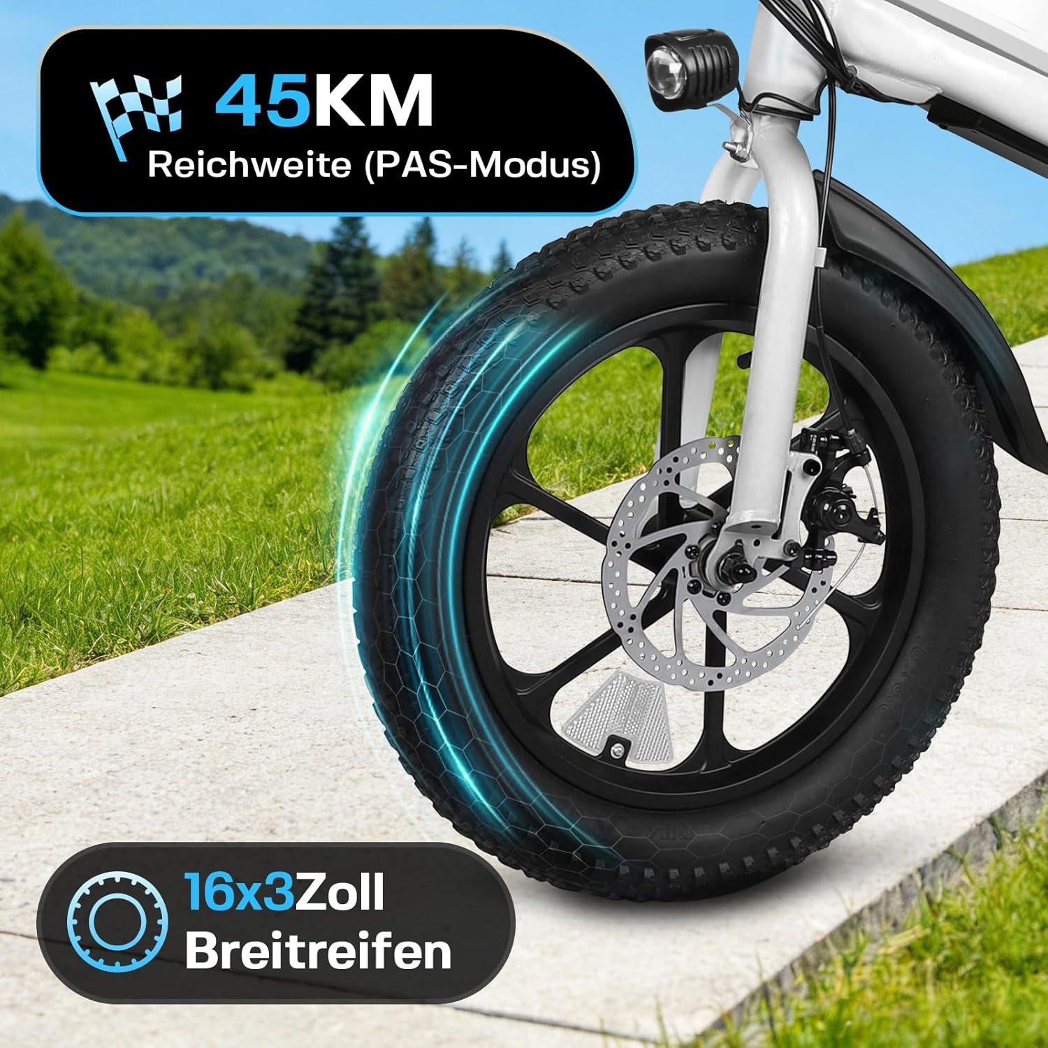 ibettertec E-Bike S5 E-Klapprad 16x3 Zoll, 45 km, 25 km/h,City E-Bike, Pendler Pedelec, 3 Gang, 250 Wh