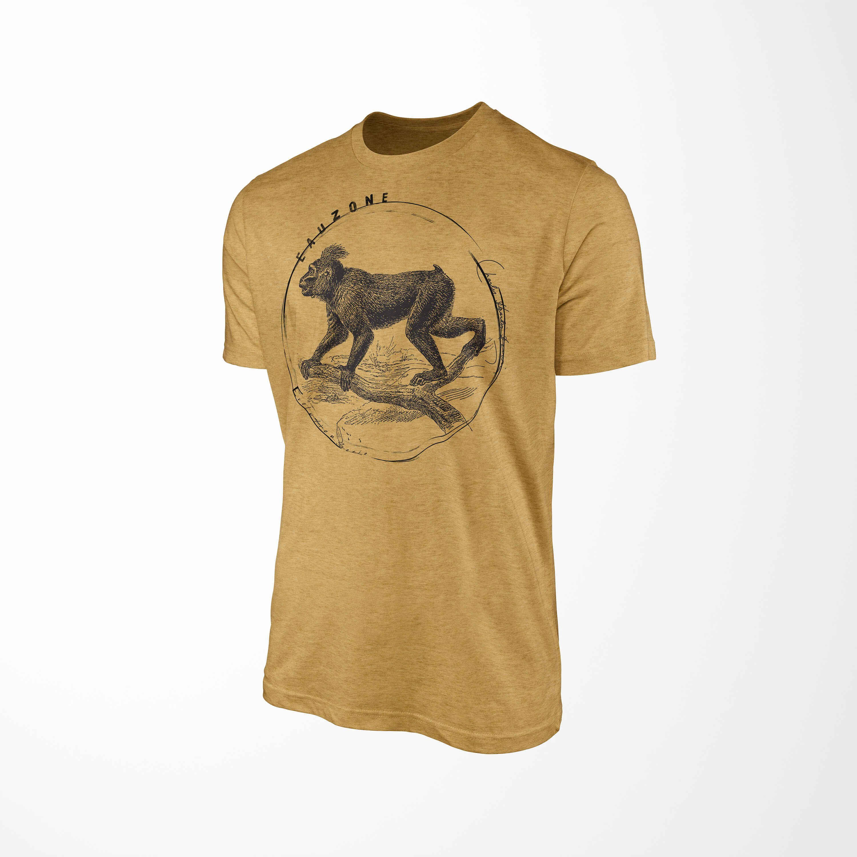 Makake Herren Gold Antique T-Shirt Sinus T-Shirt Evolution Art