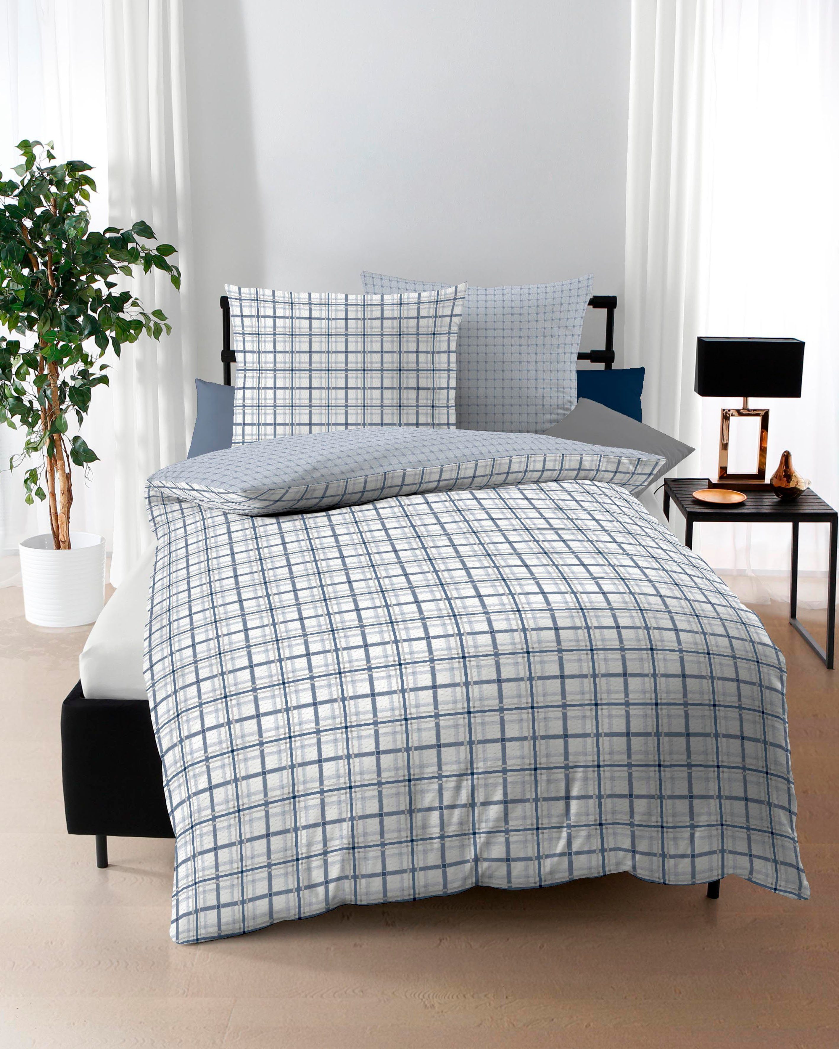 Kaeppel Wendebettwäsche Plaid, Seersucker, mit Karomuster