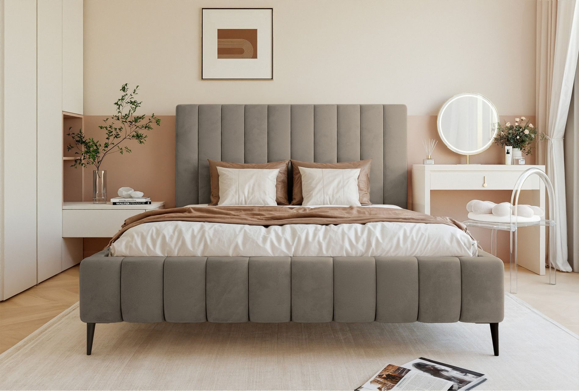 Selsey Polsterbett FIARRO, Bett mit Polsterrahmen, Kopfteil, Bettkasten 140/160/180x200 cm