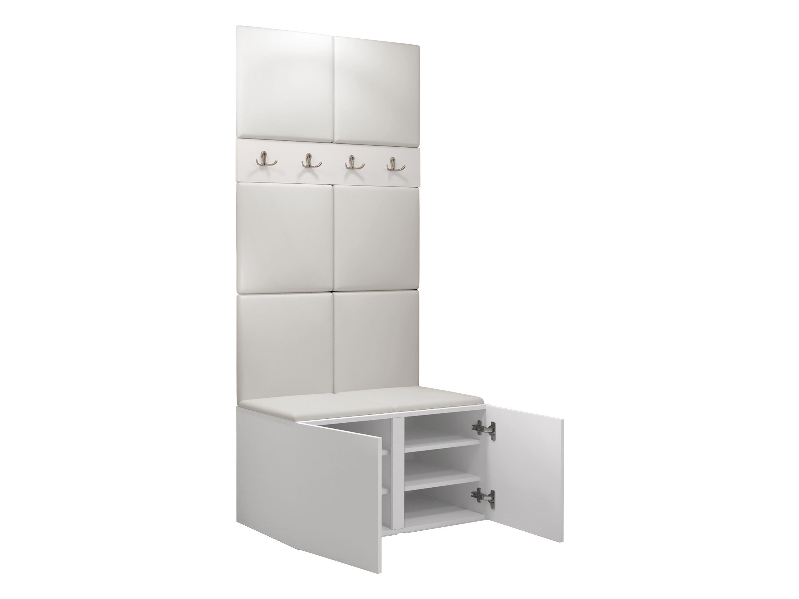 MIRJAN24 Garderoben-Set Orion IV, (Komplett-Set, mit Schuhschrank, Kleiderhakenbrett, Gepolstertes Paneel 8x 42x42), Auswahl aus Fronten und Polsterplatten