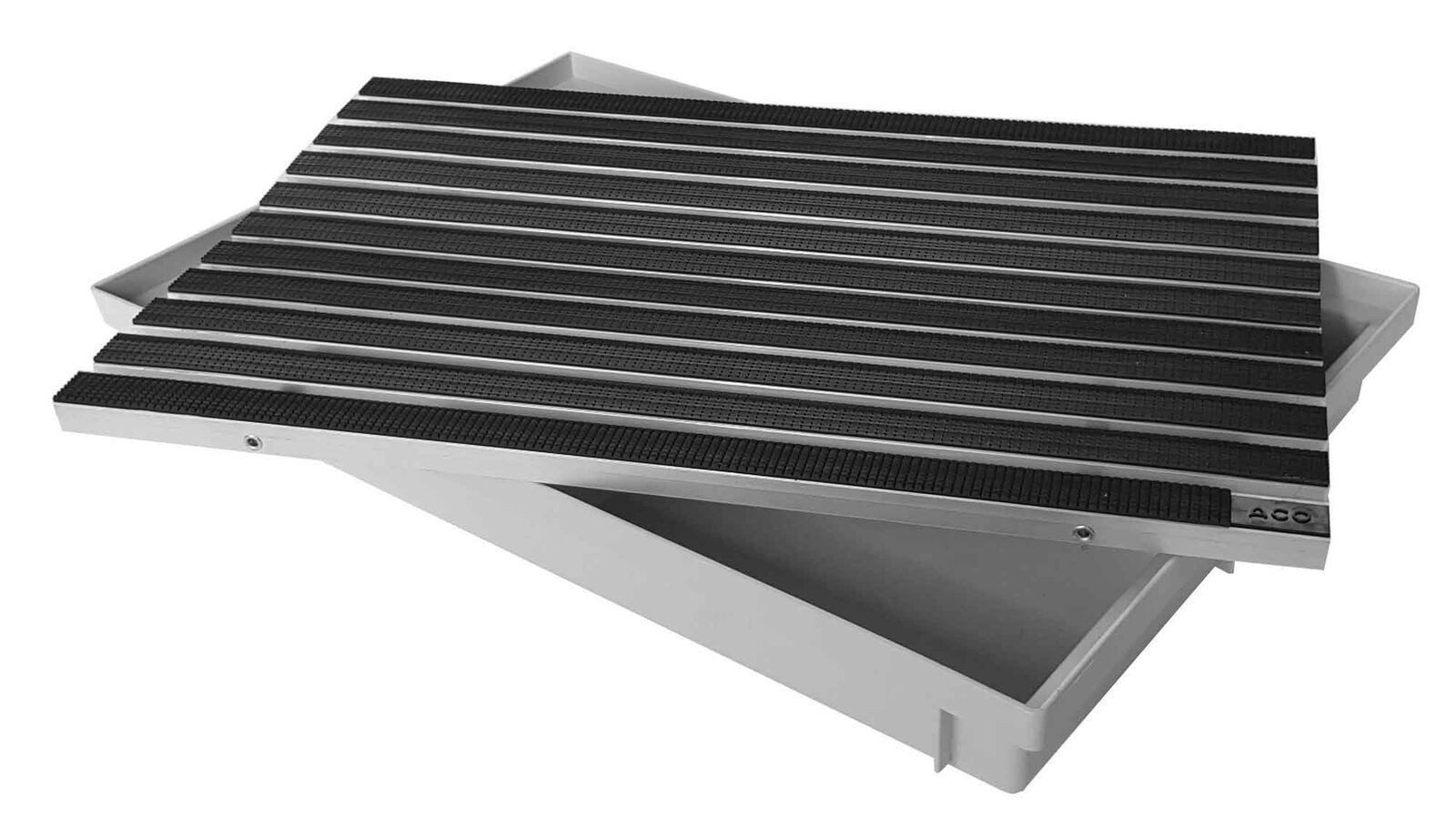 ACO Severin Ahlmann GmbH & Co. KG Fußmatte Eingangsmatte + Bodenwanne Vario Kunststoff, Gummi Schwarz, rechteckig, Höhe: 75 mm, Größe: 600x400mm, geeignet für den Innen- und Außenbereich